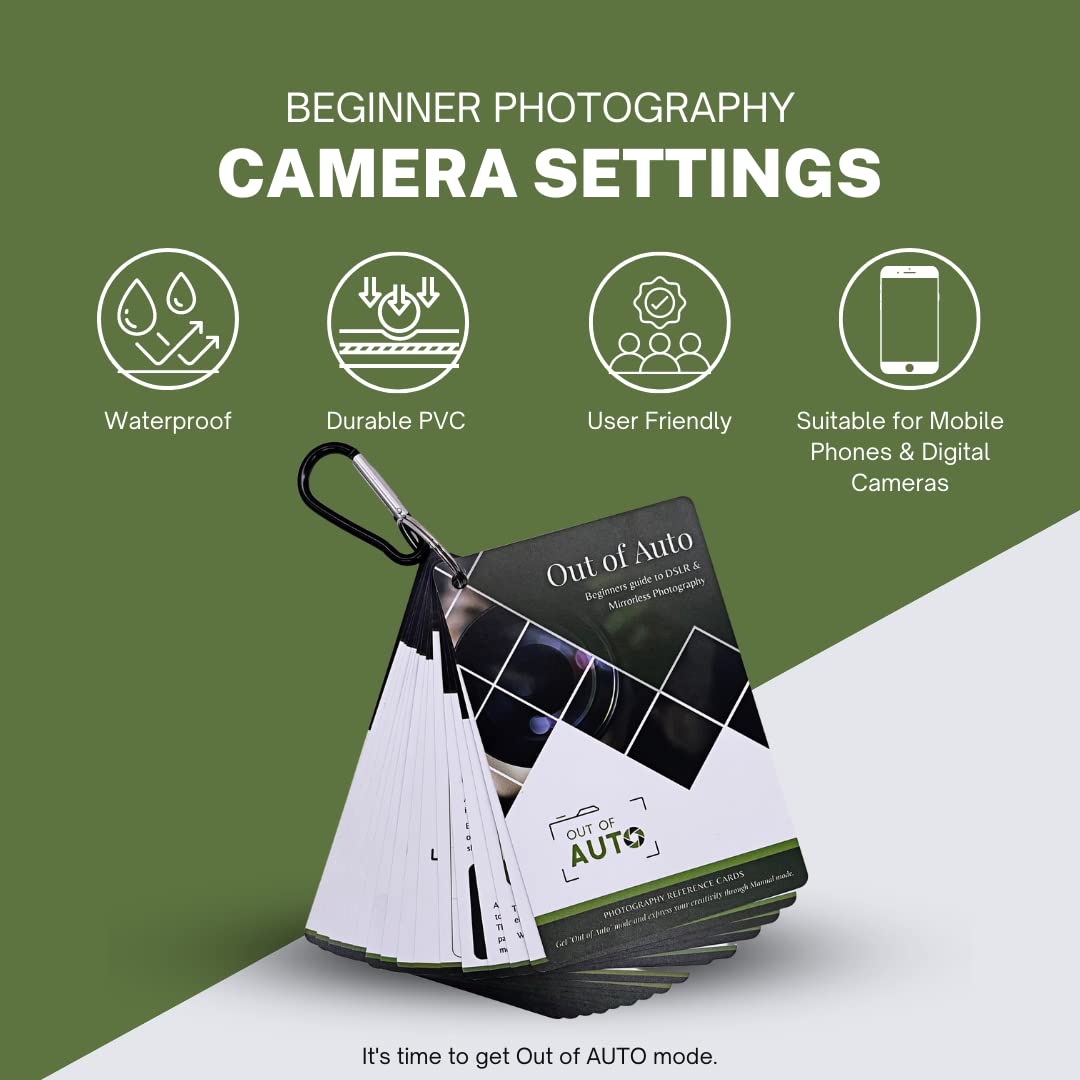 DSLR Photography Cheat Sheet Cards - Quick Reference Guide for Manual Mode Settings on Nikon, Sony & Canon Cameras - Essential Camera Accessories for Beginners - Perfect for Outdoor, Travel & Studio Photography