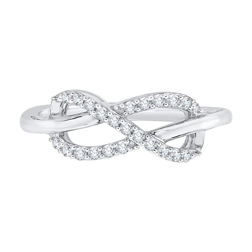 Sterling Silver Infinity Diamond Ring - 1/5 Carat (J-K, I1-I2) - Elegant Jewelry Gift for Women, Anniversary, Wedding, Engagement & Special Occasions