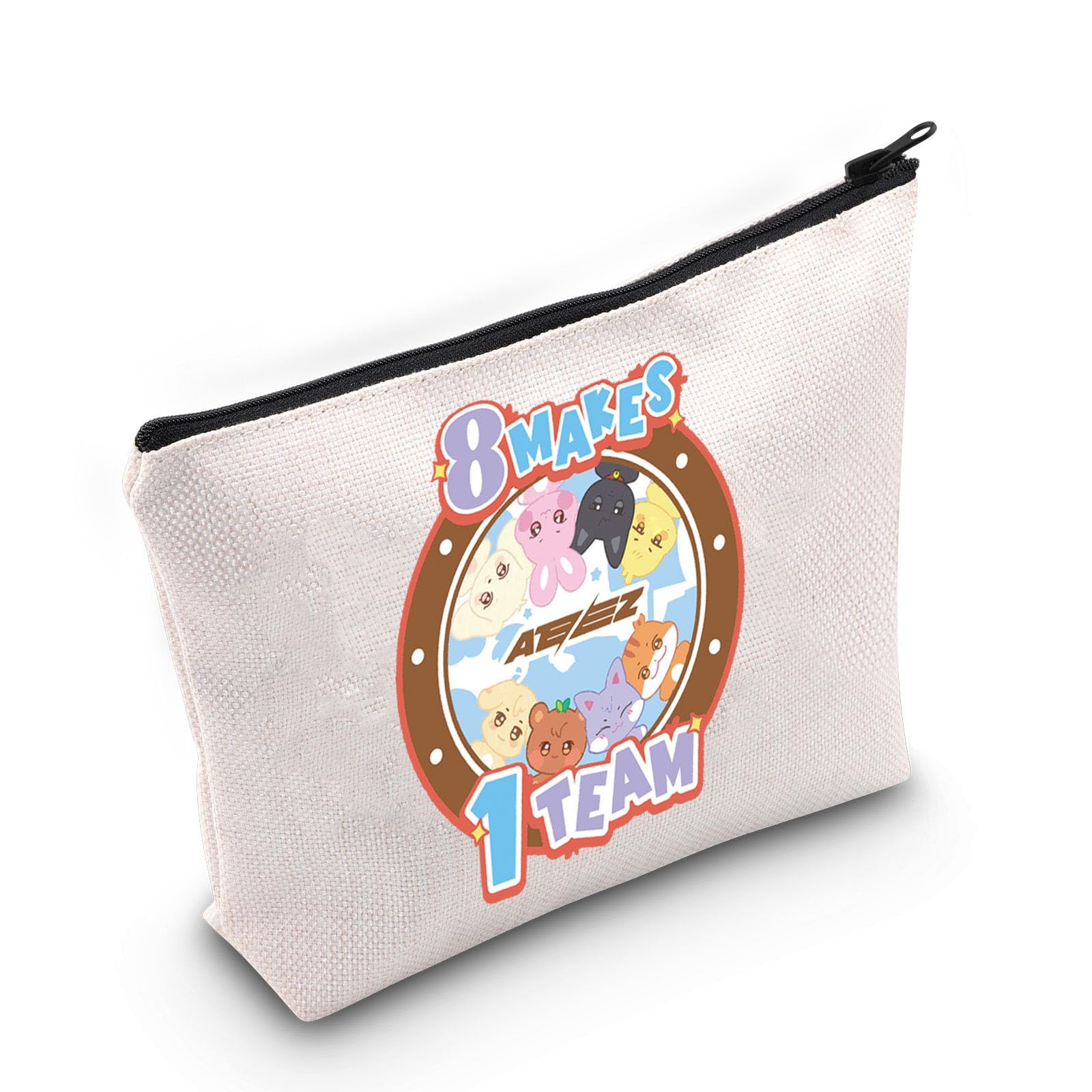 MEIKIUP K-Pop ATEEZ Makeup Bag - Korean Group Fan Gift, ATEEZ Members Cosmetics Pouch, Travel Zipper Bag (8 Designs) - Perfect for K-Pop Concerts, Travel & Fan Meetups