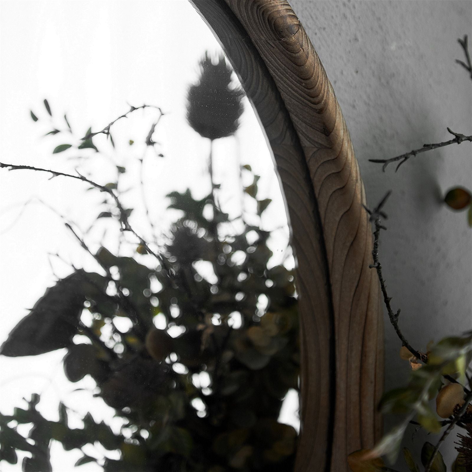 Round Grove Mirror 700mm - Natural Wood Frame by Urban Style - Perfect for Living Room, Bedroom & Bathroom Decor