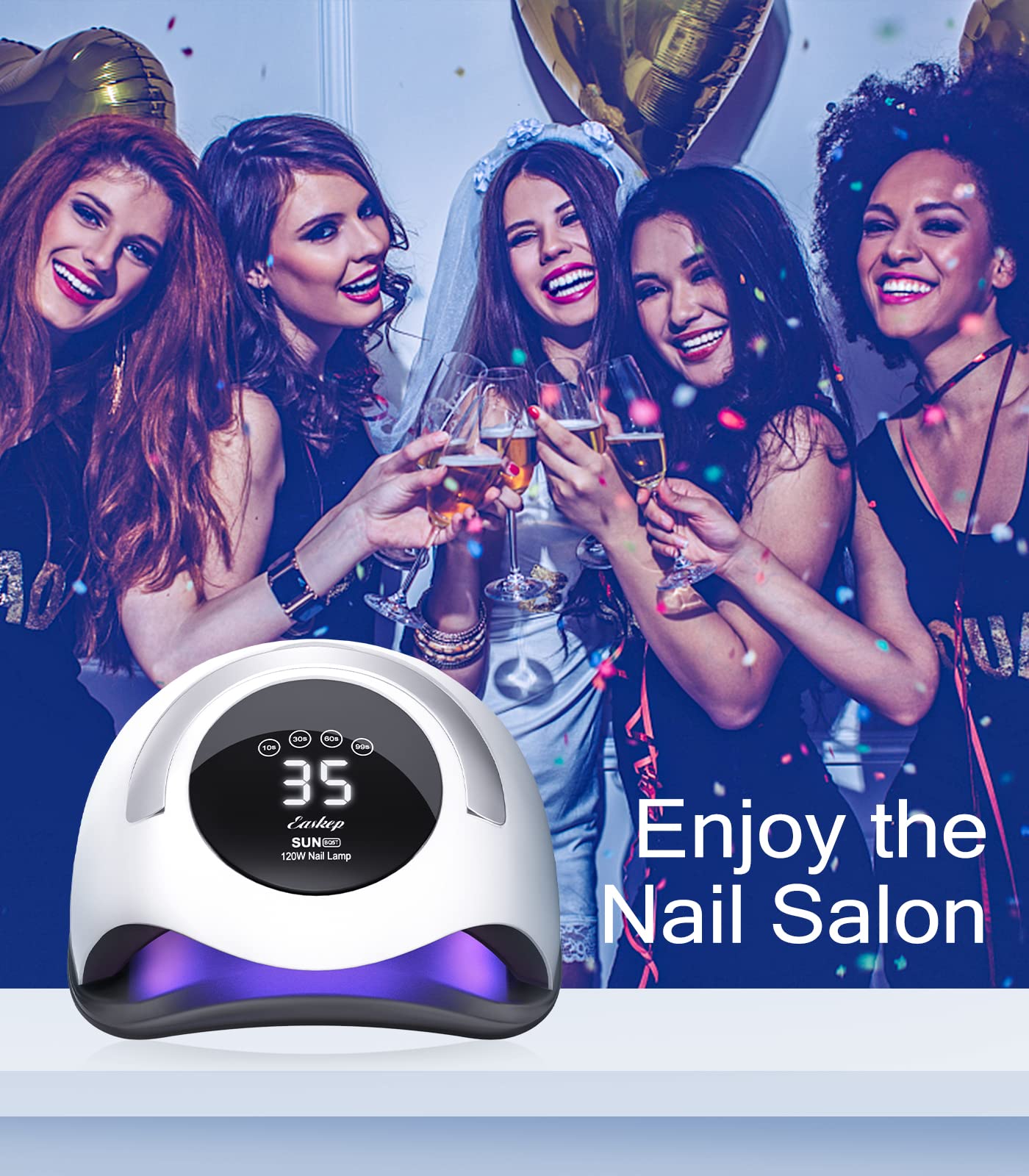 Easkep 120W UV LED Nail Lamp - Professional Gel Nail Dryer & Curing Light for Home & Salon Use | Fast Drying for Gel Polish, Acrylic Nails | Perfect for Manicures, Pedicures & Nail Art