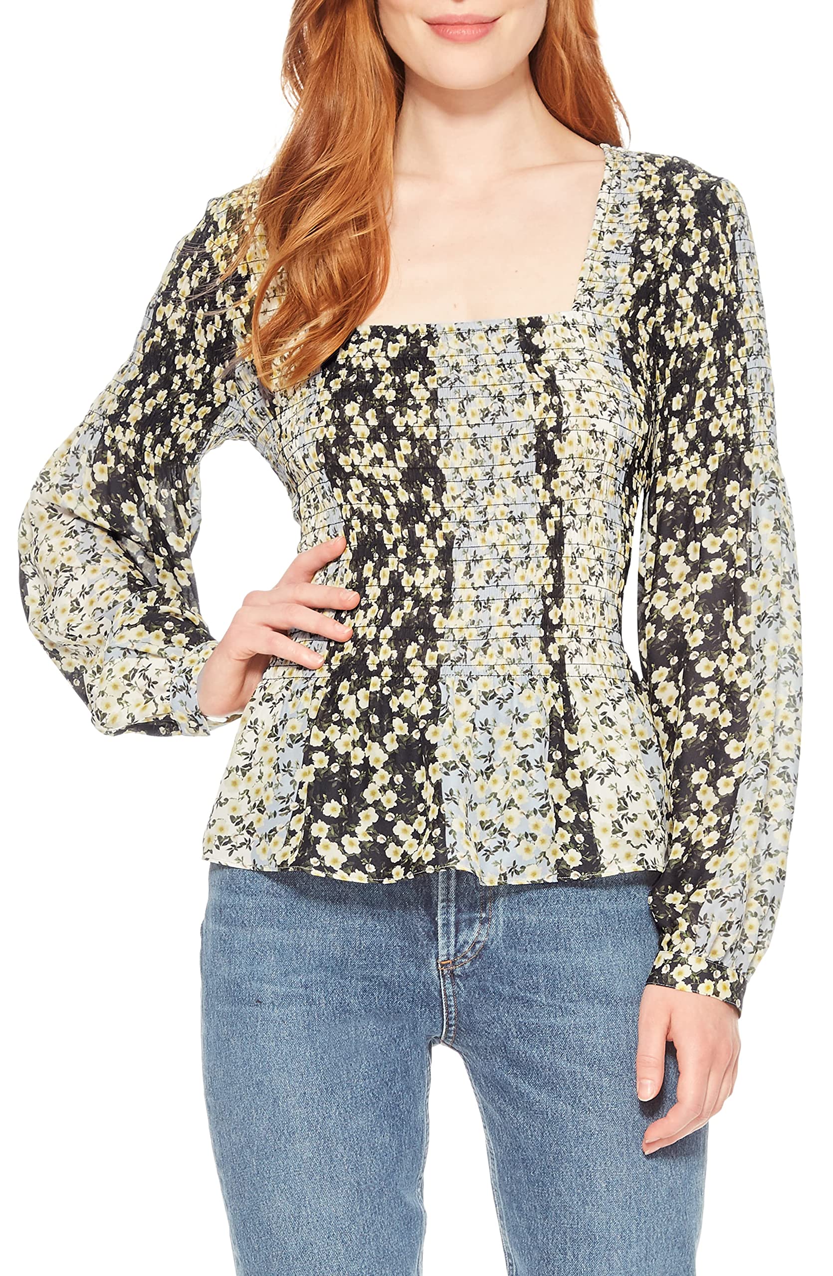 Parker Women's Dara Long Sleeve Smocked Blouse - Elegant Ruffled Top for Work, Office & Casual Outfits | Flowy Shirt for Spring & Fall Seasons