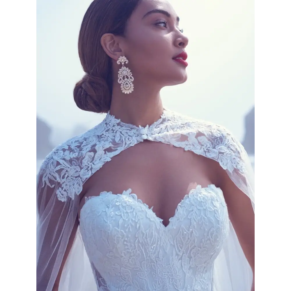 Maggie Sottero Carrington Wedding Dress with Detachable Cape - Elegant Bridal Gown for Church Ceremony & Outdoor Wedding Photos