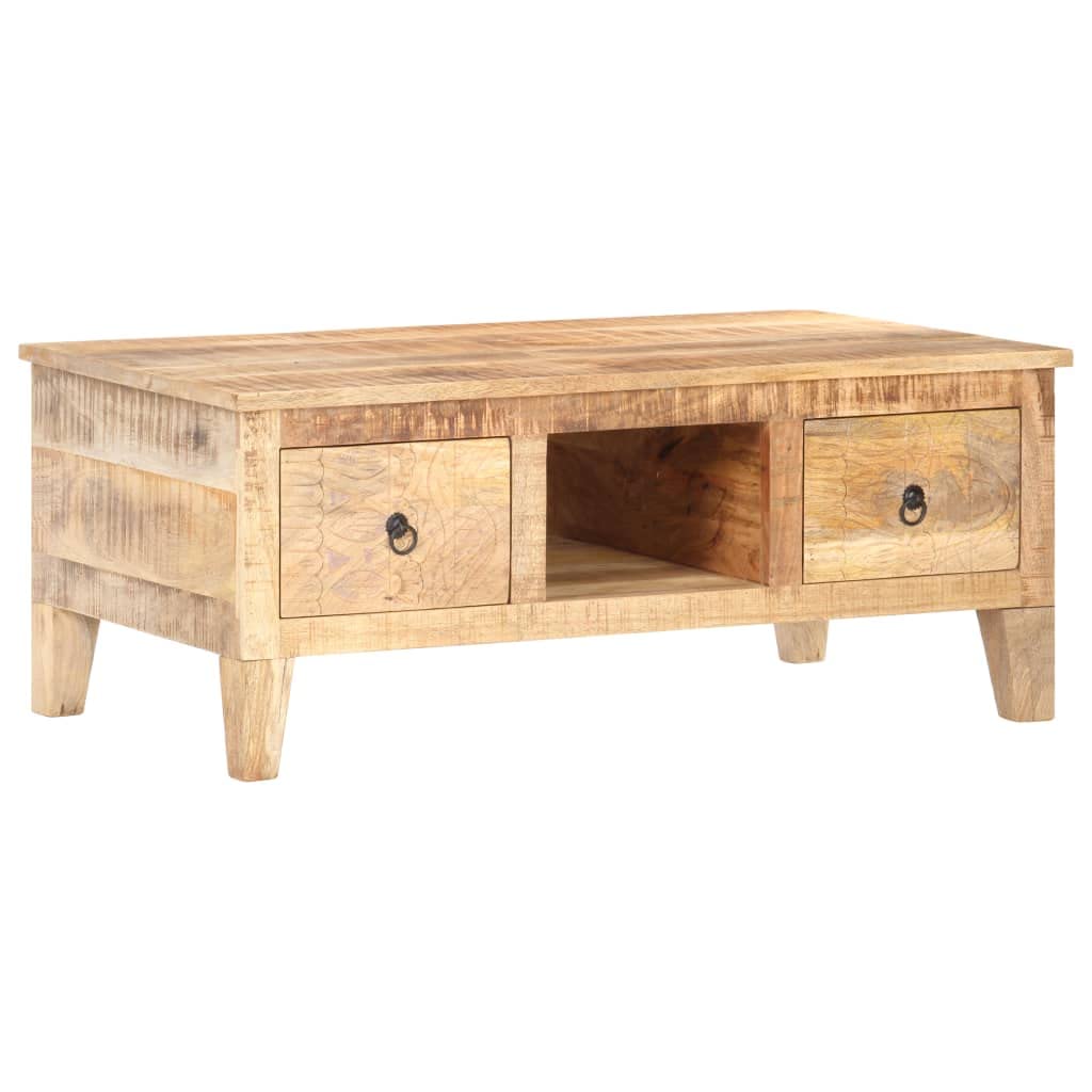 Rustic Square Coffee Table with Storage - 39.4
