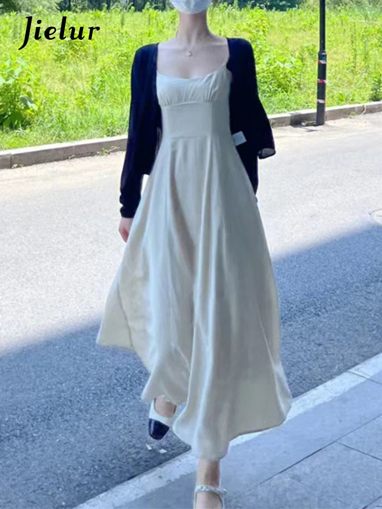Backless Strapless Women's Maxi Dress - Summer Solid Color Square Neck Slim Waist Elegant Fashion Dress for Women | Perfect for Beach Vacations, Evening Parties & Special Occasions