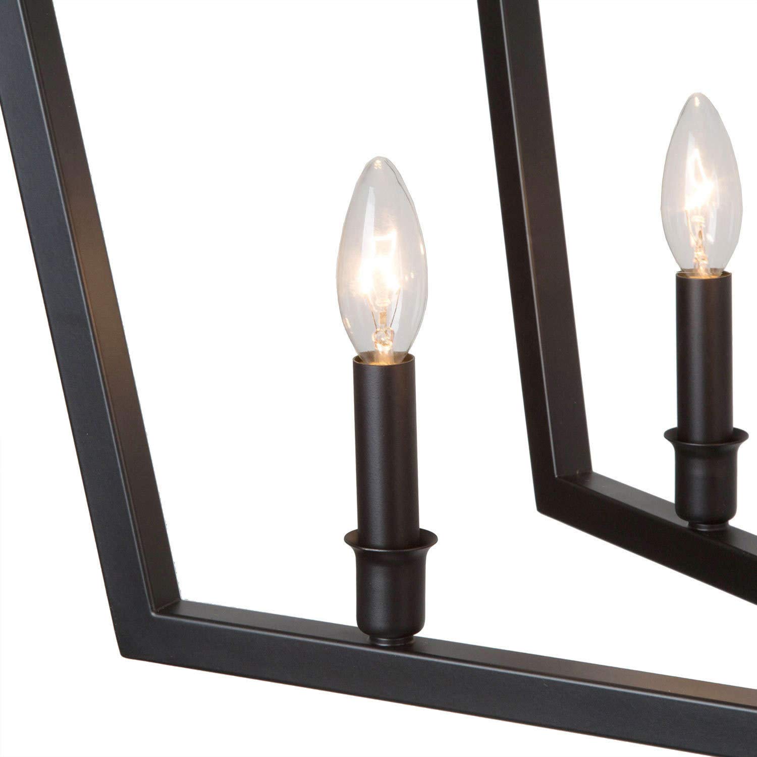 Modern Black Wrought Iron Chandelier - Elegant Dining Room & Kitchen Island Lighting Fixture for Home Decor | Perfect for Farmhouse, Rustic or Contemporary Interior Design