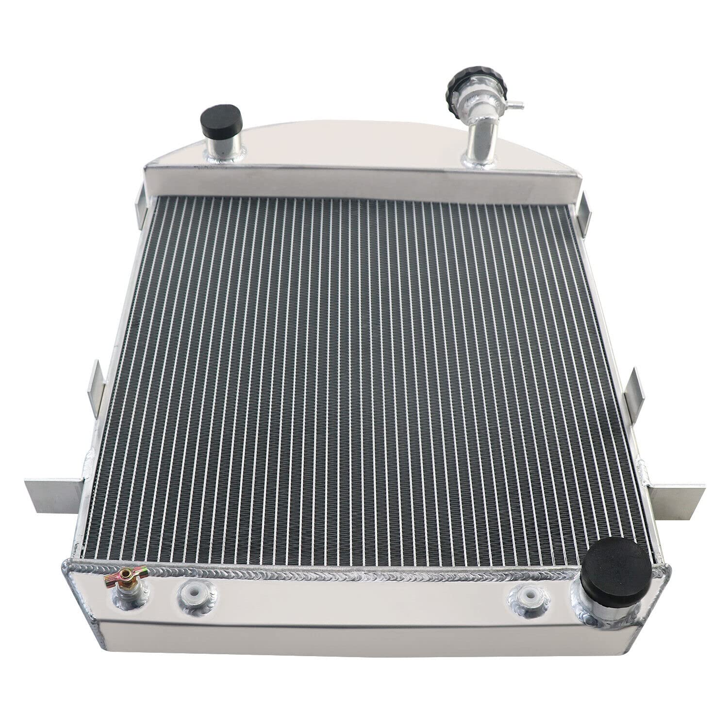 4 Row Full Aluminum Radiator with Fan Shroud & Thermostat Relay Kit - Compatible with 1917-1927 Ford Model T-Bucket & Chevy V8 Engines - Perfect for Classic Car Restoration & Hot Rod Upgrades