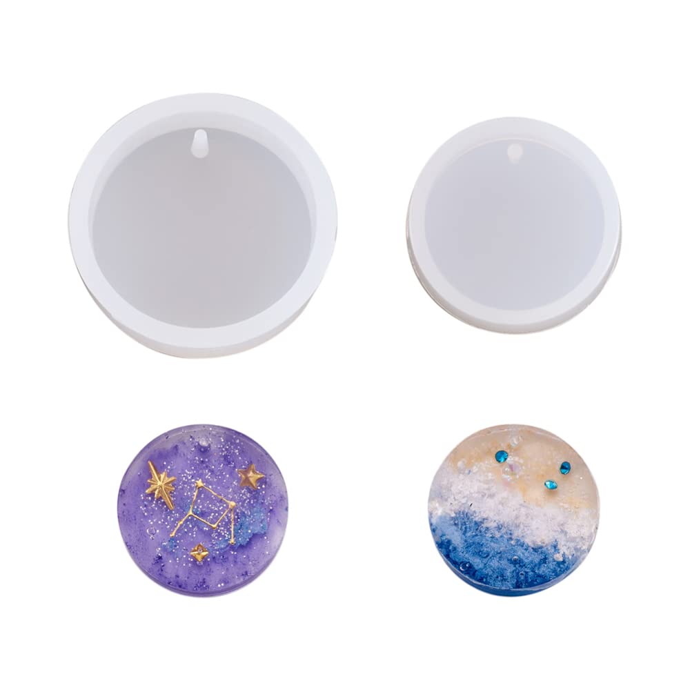10pcs Clear Round Resin Jewelry Casting Molds with Hanging Hole - Silicone Pendant Molds for DIY Epoxy, UV Resin & Soap Making - Perfect for Necklaces, Keychains & Handmade Craft Gifts