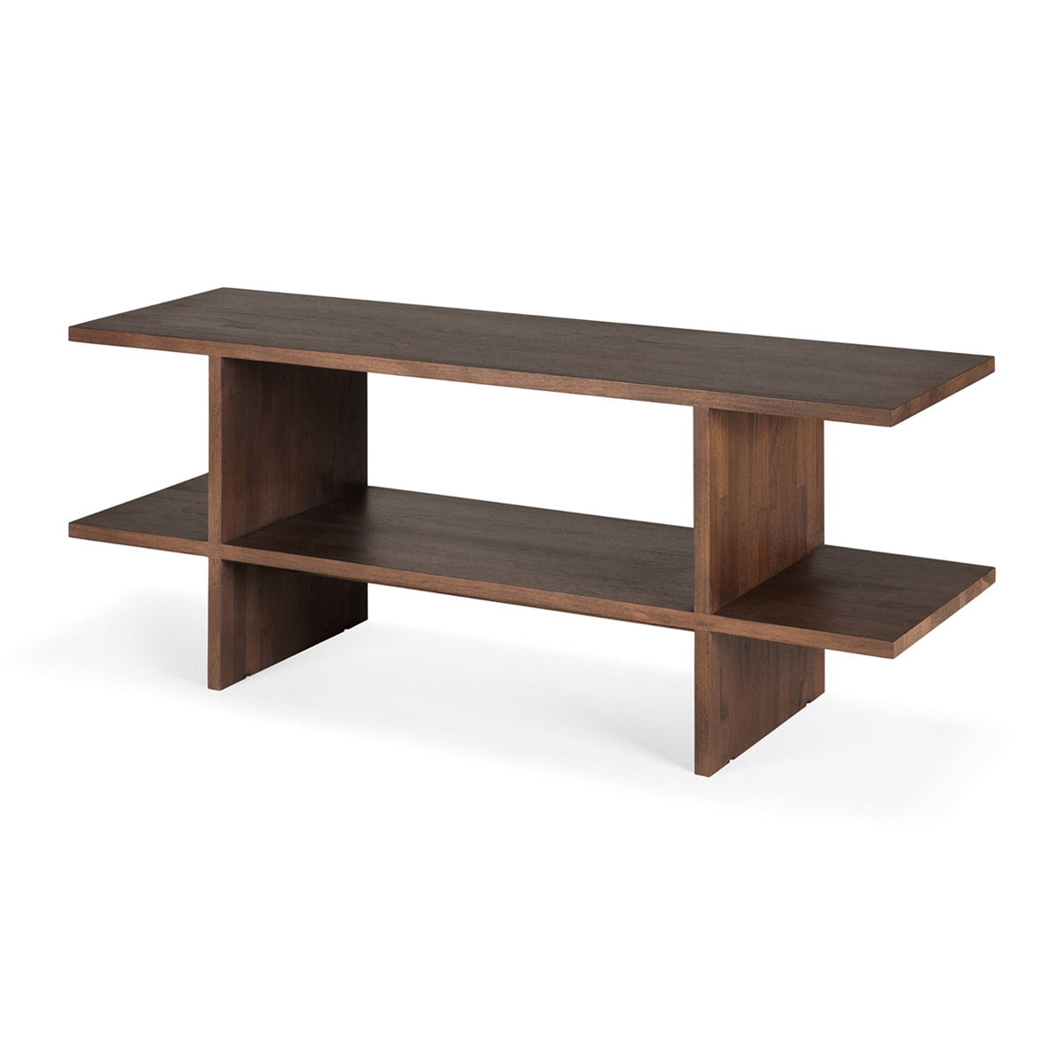 Handcrafted Wooden Kabuki Side Table - Modern End Table for Living Room, Bedroom & Office - Stylish Accent Table with Storage Shelf