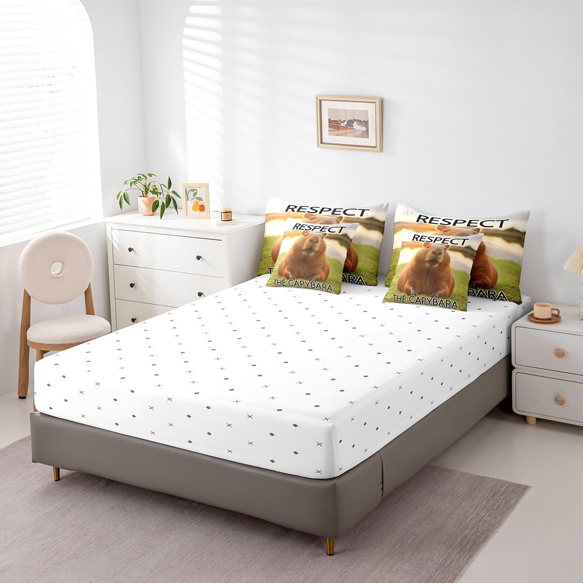 Feelyou 7-Piece Capybara Kids Bedding Set - Full Size Comforter, Sheets & Wildlife Animal Decor for Toddler Boys & Girls | Soft & Cozy Bed in a Bag for Nursery, Kids Room & Sleepovers