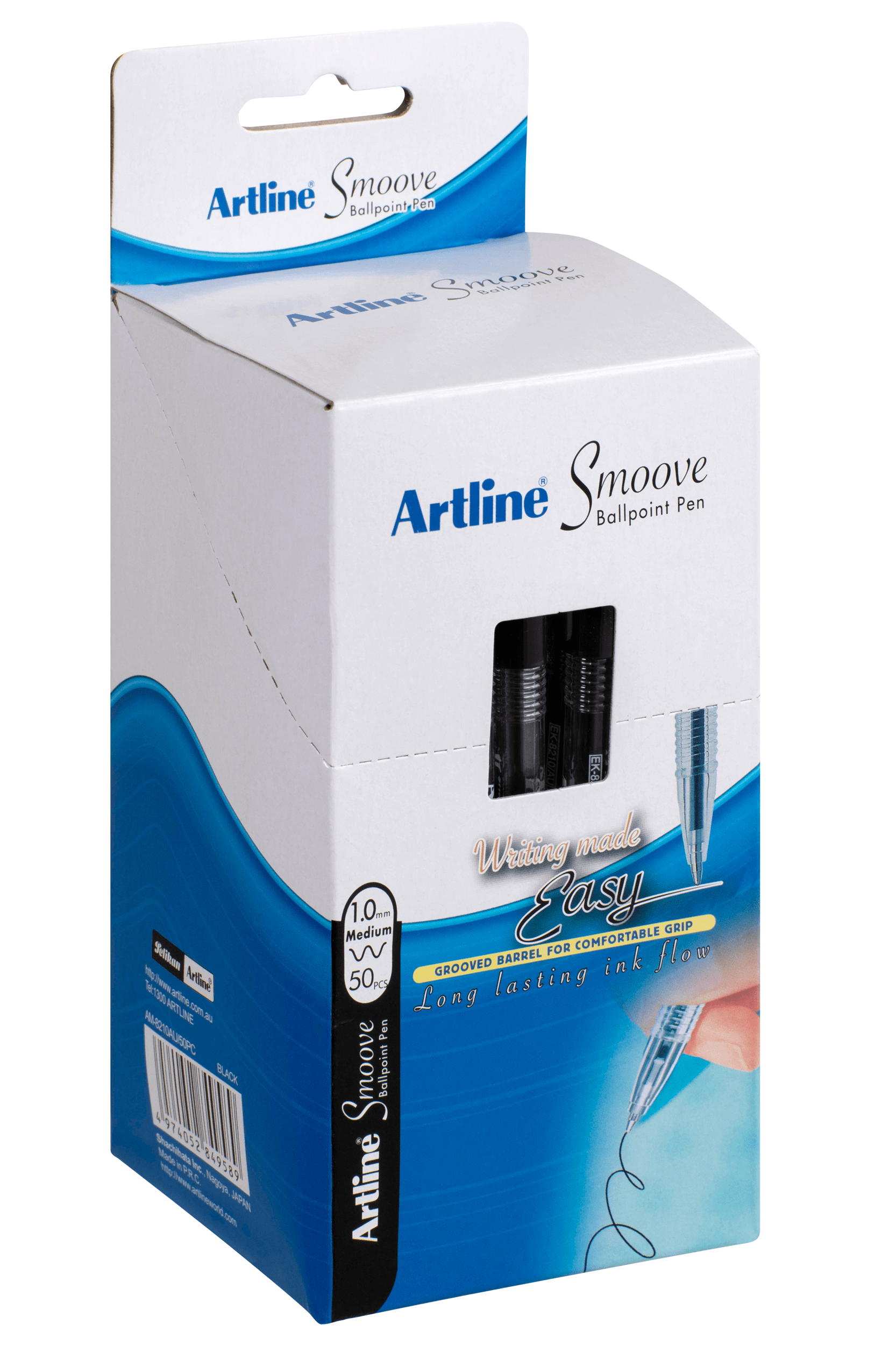 Artline Smoove Ballpoint Pens - Black Ink, 50-Pack - Smooth Writing for Office, School & Everyday Use