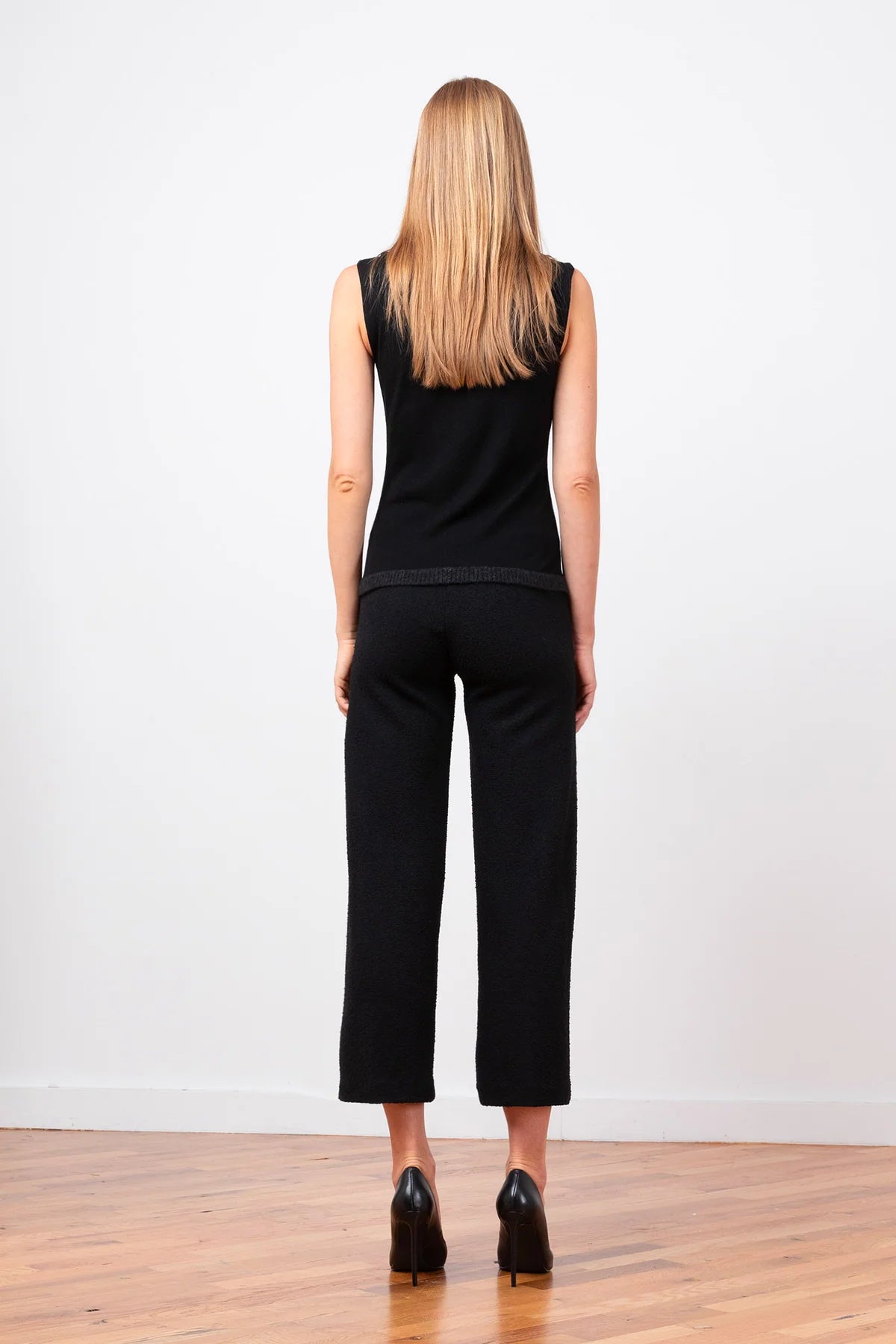 Alex Boucle Pants for Women - High Waisted Stretch Comfortable Black Trousers for Work, Office & Casual Wear