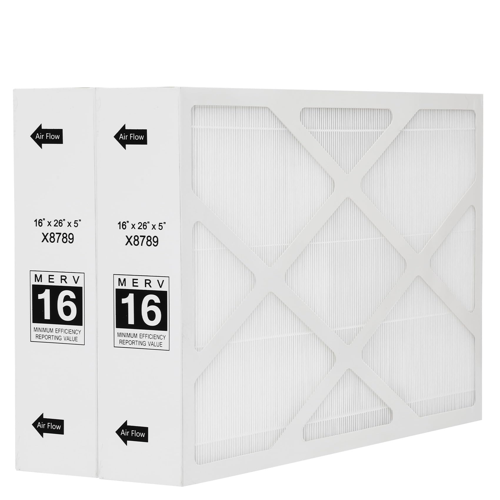 16x26x5 MERV 16 Air Filter - 2 Pack | High Efficiency Furnace Filter | Compatible with PCO16-28 | Perfect for Home HVAC Systems & Allergy Relief