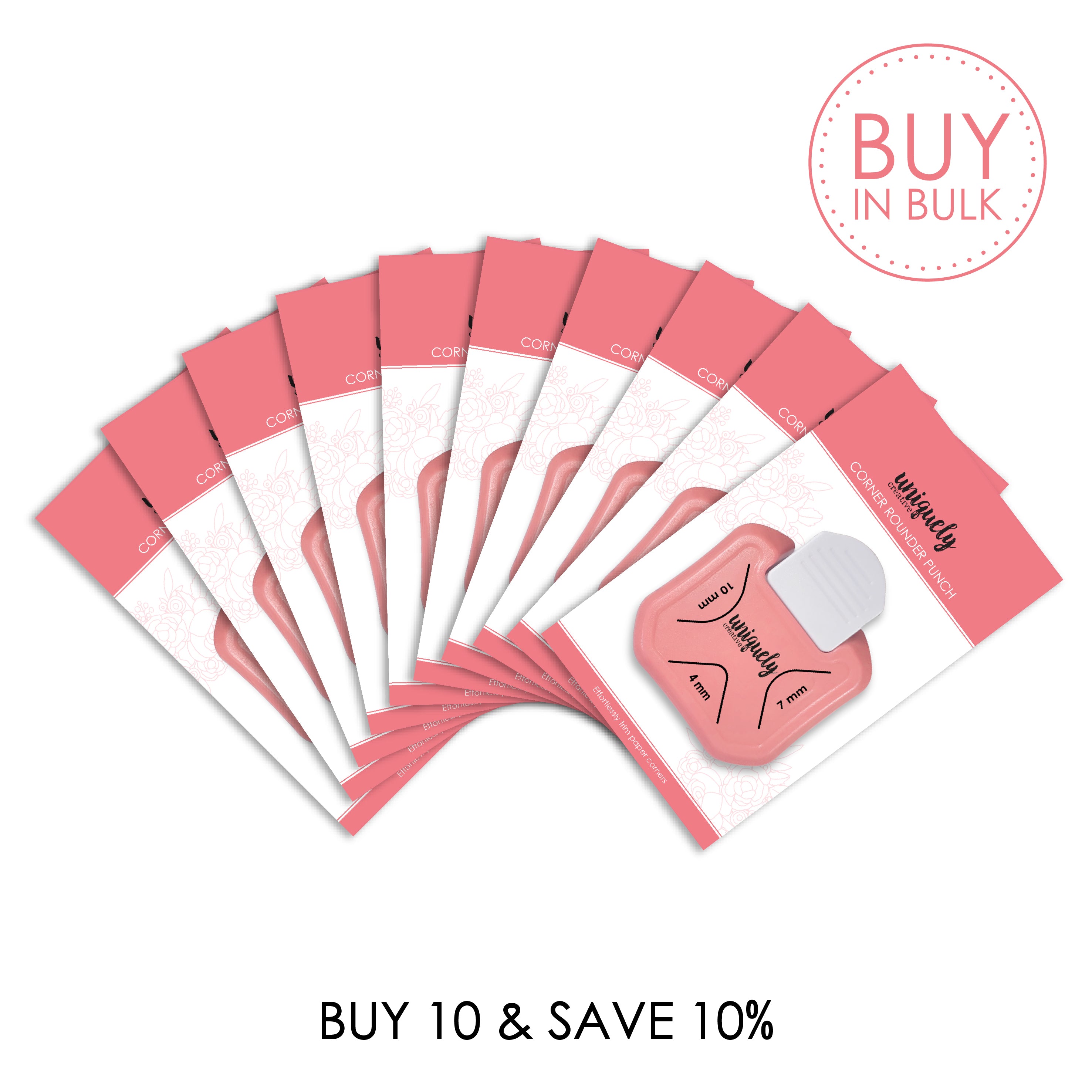 Corner Rounder Punch Set of 10 - Bulk Purchase for Paper Crafting, Scrapbooking & Card Making