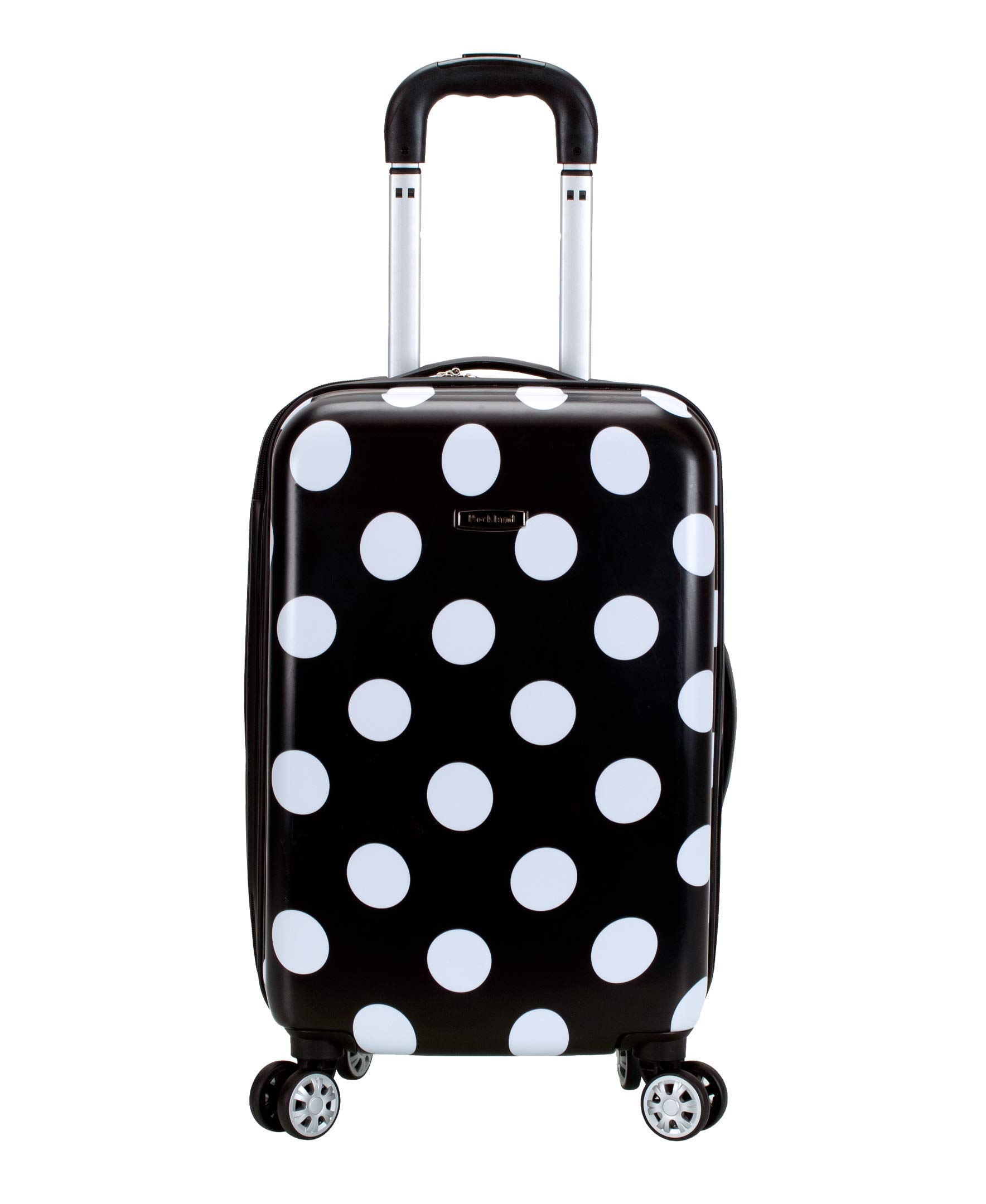 Rockland Laguna Beach Hardside Spinner Wheel Luggage Set - 3-Piece (22/24/28 Inch) Black Dot Design, Lightweight Durable Suitcase for Travel, Business Trips & Vacations
