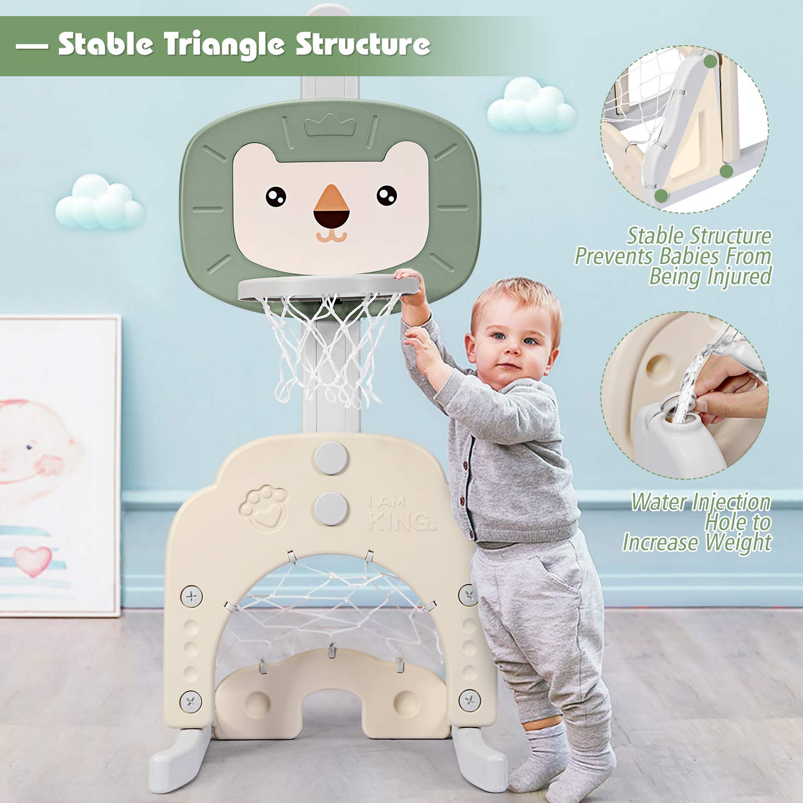 Costzon Adjustable Kids Basketball Hoop - 5 Height Levels for Indoor/Outdoor Play - Perfect Sports Gift for Toddlers