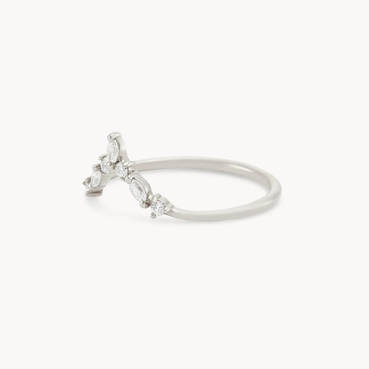 14K White Gold Moonbow Ring with White Diamonds - Elegant Jewelry for Weddings, Anniversaries & Special Occasions