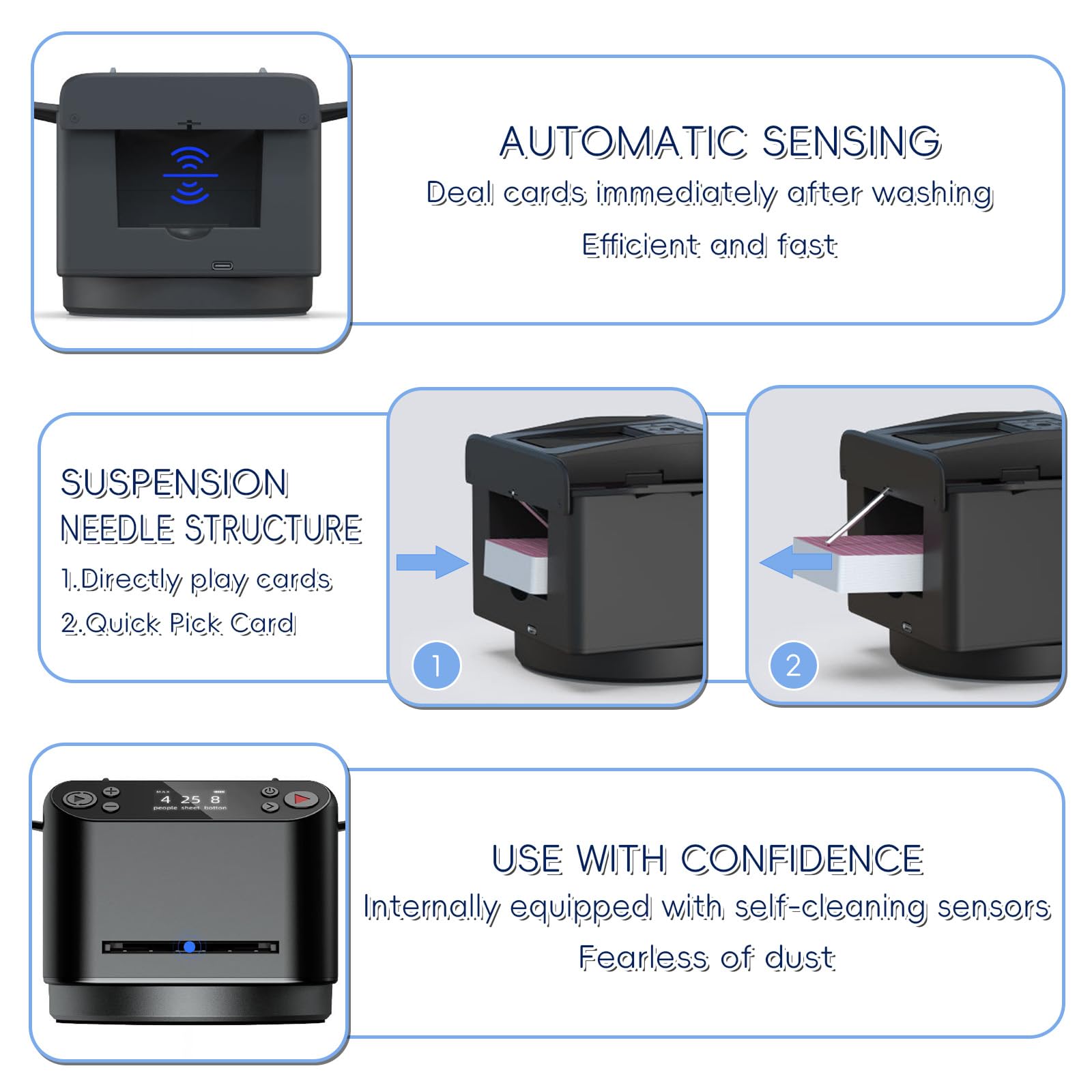 2025 2-in-1 Automatic Card Shuffler & Dealer - 12 Player 180°/360° Rotating Remote Control Card Machine for Poker, Blackjack & Board Games | Perfect for Casino Nights, Family Game Nights & Poker Tournaments