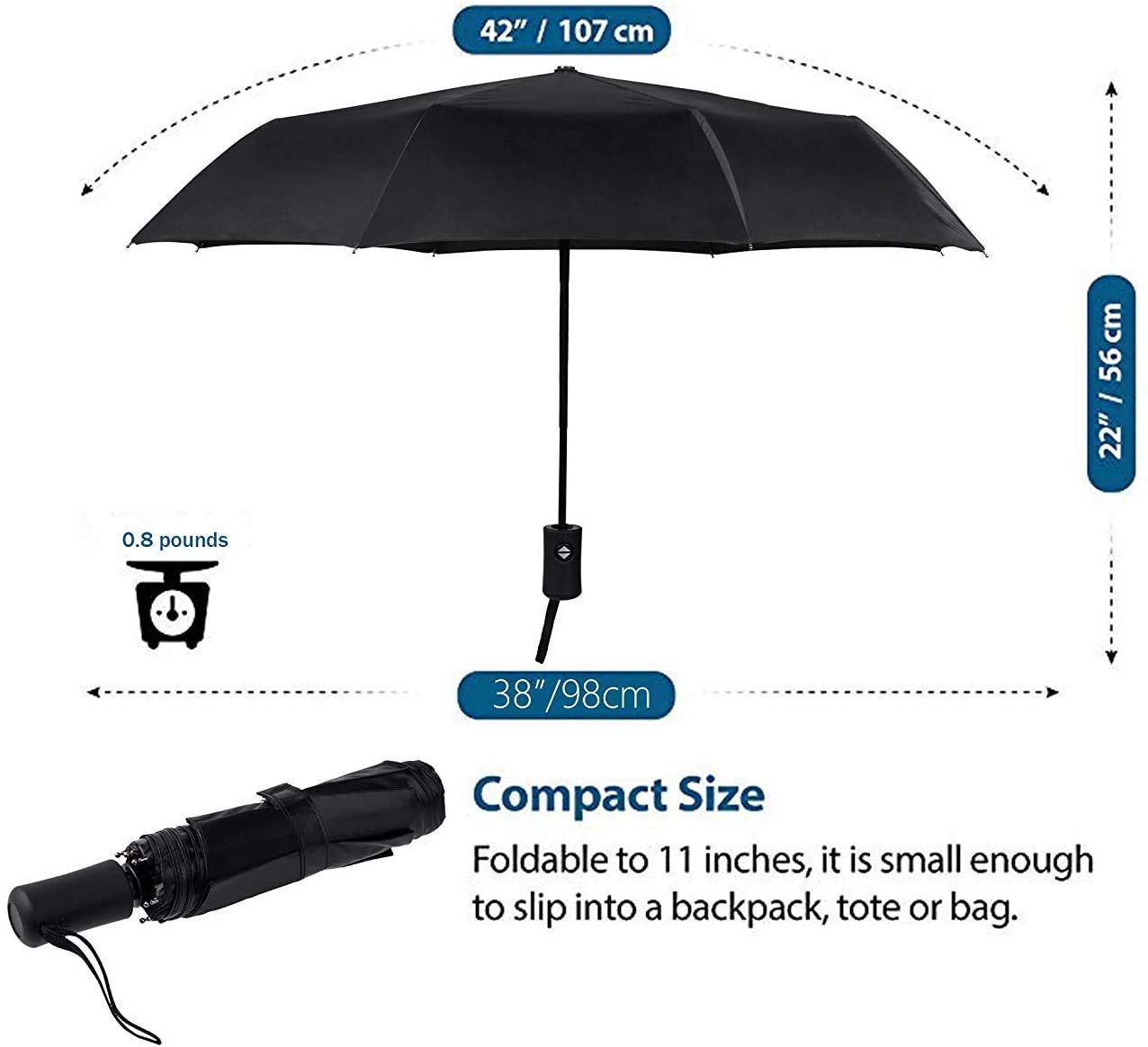 SY COMPACT Travel Umbrella - Windproof Automatic Open Close Umbrella with UV Protection - Perfect for Commuting, Business Travel & Outdoor Activities
