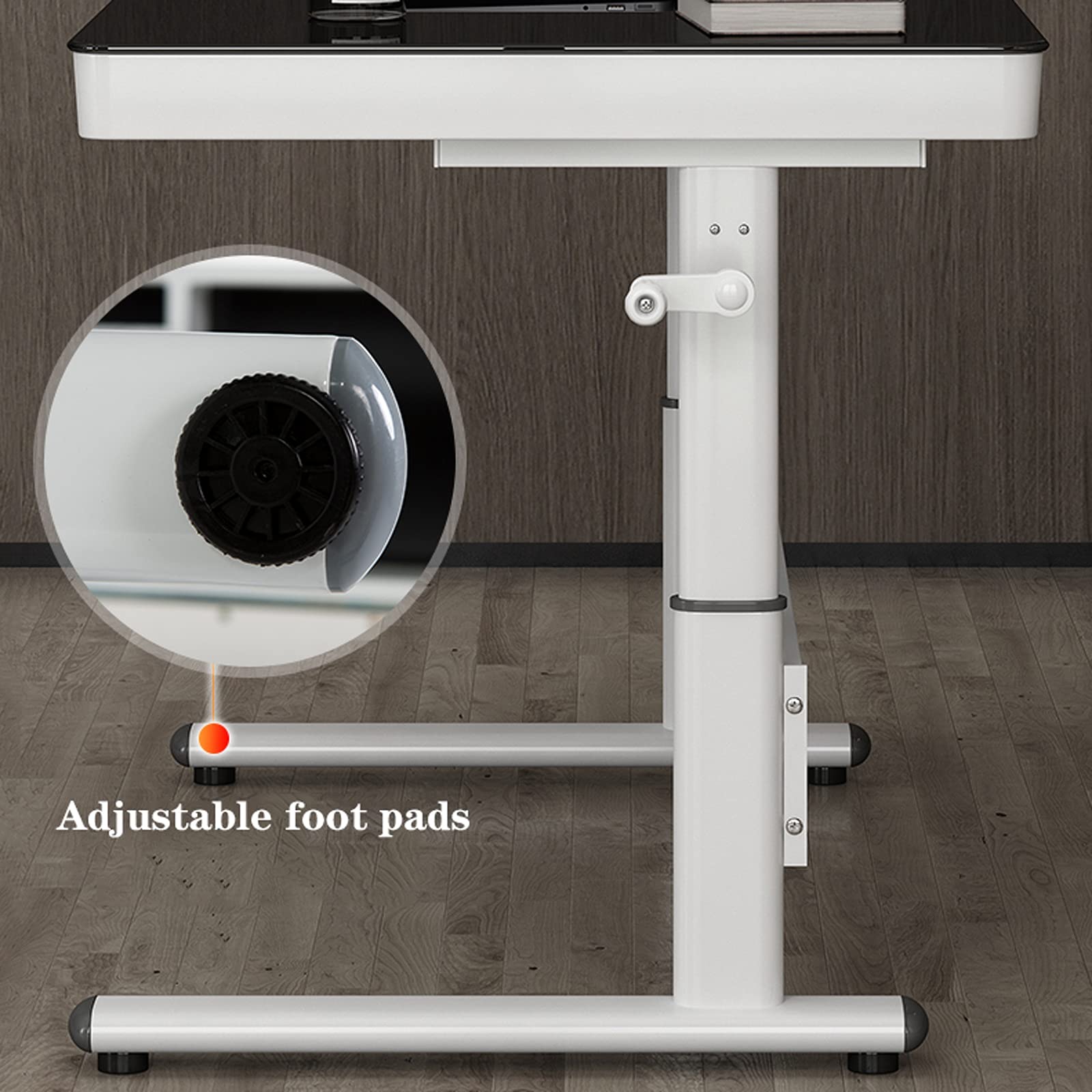 Height Adjustable Standing Desk - Manual Lift Study Computer Desk with Drawer for Home Office, Gaming & Writing | Modern Minimalist Workstation for PC, Laptop & Office Use