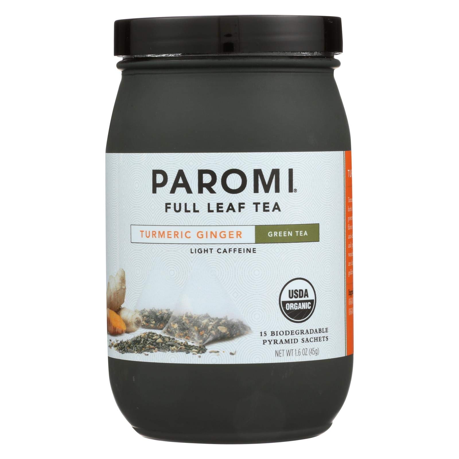 Organic PAROMI Green Tea with Turmeric & Ginger - Pack of 6 (15 Tea Bags) | Dairy Free, Gluten Free, Vegan | Antioxidant Boost for Wellness & Relaxation | Perfect for Morning Energy or Evening Detox