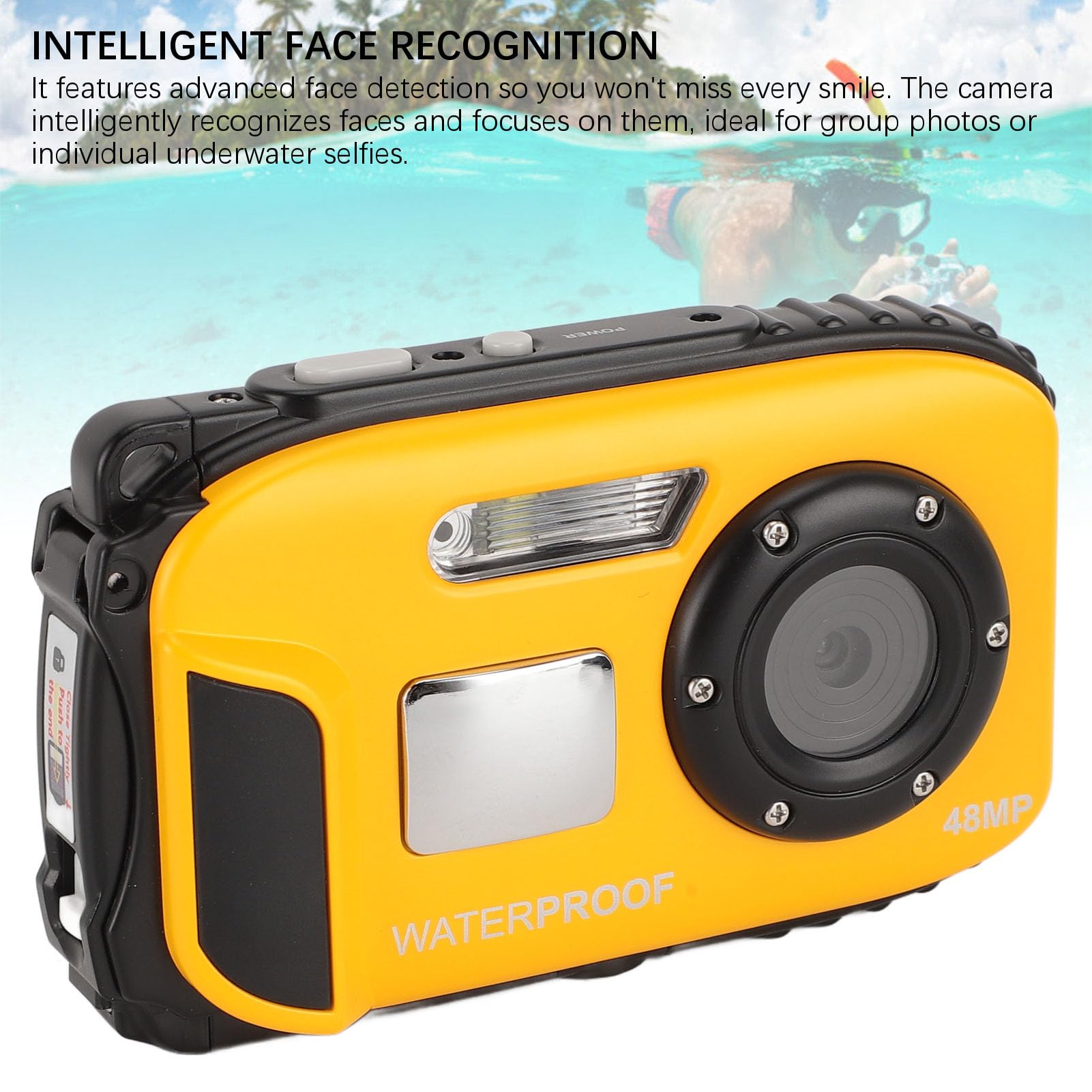 Waterproof Underwater Camera 4K HD 650mAh Rechargeable - Yellow Diving Camera for Snorkeling, Scuba Diving & Marine Photography