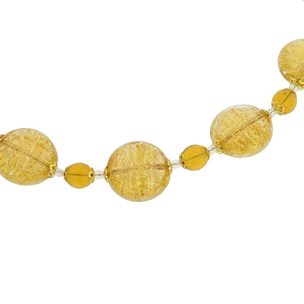 Authentic Murano Glass Necklace from Venice - Ca D'oro Yellow Gold Pendant | Elegant Jewelry Gift for Women, Perfect for Weddings & Special Occasions