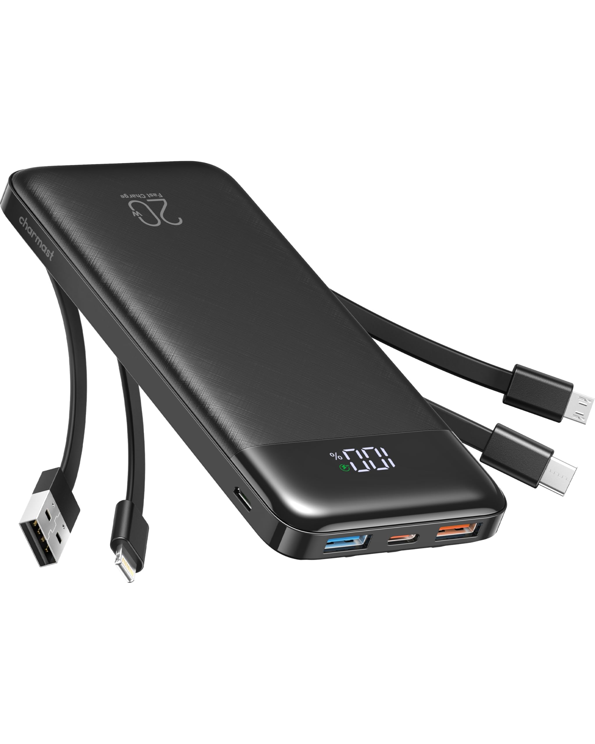 Charmast 20000mAh Power Bank with 22.5W Fast Charging, USB C Cable & LED Display, PD3.0 QC4.0 Portable Charger with 6 Outputs - Compatible with iPhone 16/15/14/13/12/11 Pro Max Plus, Samsung, Huawei Tablets - Perfect for Travel, Camping & Emergency Power Backup