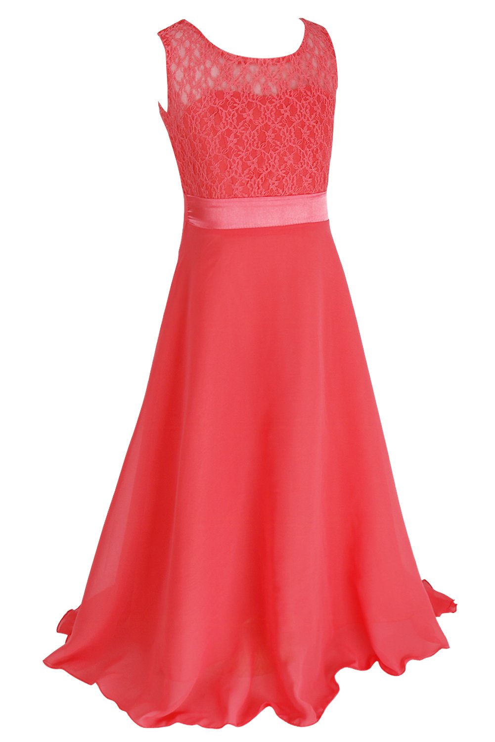 YiZYiF Girls Lace Maxi Dress for Weddings & Pageants - Elegant Chiffon Formal Gown for Special Occasions, Birthday Parties & First Communion