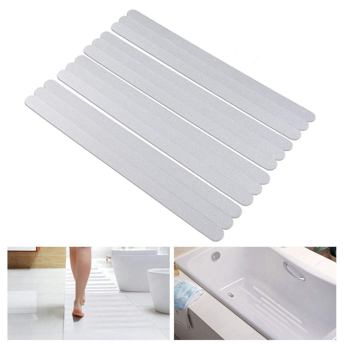 ARTIBETTER 12-Pack Clear Non-Slip Adhesive Strips - Anti-Skid Safety Tape for Shower, Bathtub, Steps & Floors - Transparent Grip Tape for Bathroom, Kitchen & Slippery Surfaces - Perfect for Wet Areas & Household Safety