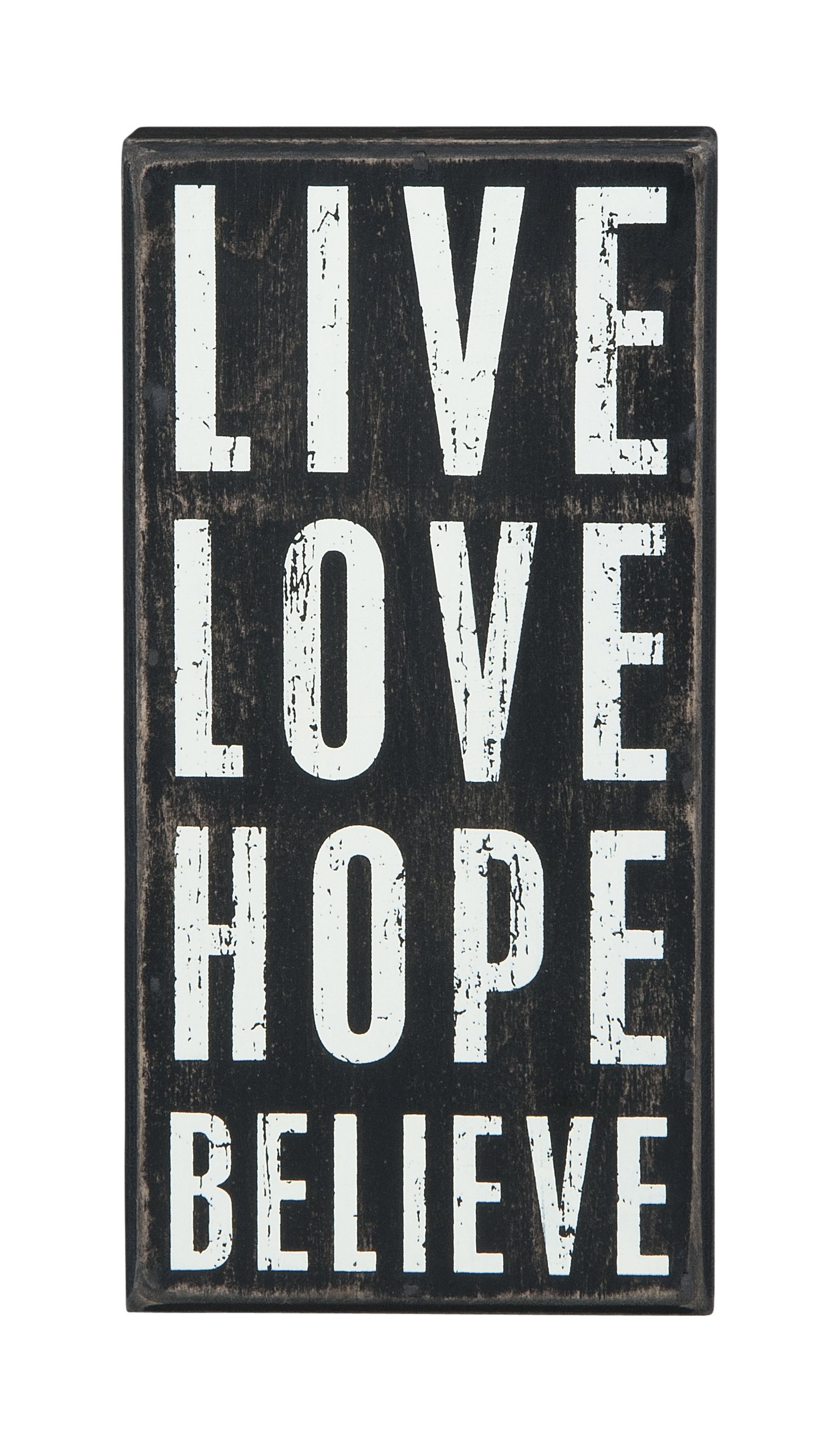 Live Love Hope Believe Wooden Box Sign - Inspirational Home Decor for Living Room, Bedroom & Office