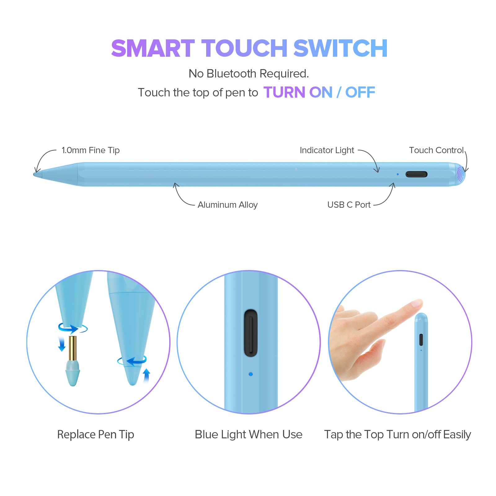 Premium Stylus Pen for iPad with Palm Rejection - Active Pencil Compatible with Apple iPad Pro 11