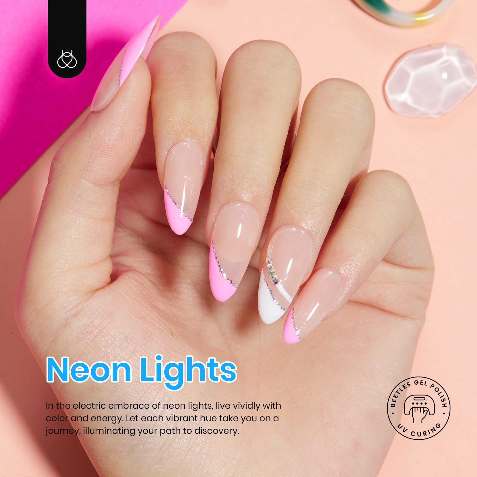 Beetles Neon Gel Nail Polish Set - 6 Vibrant Colors (Hot Pink, Blue, Yellow, Green) | Soak Off UV LED Gel Polish Kit | Perfect Gift for Women | Great for Nail Art, Parties & Summer Manicures