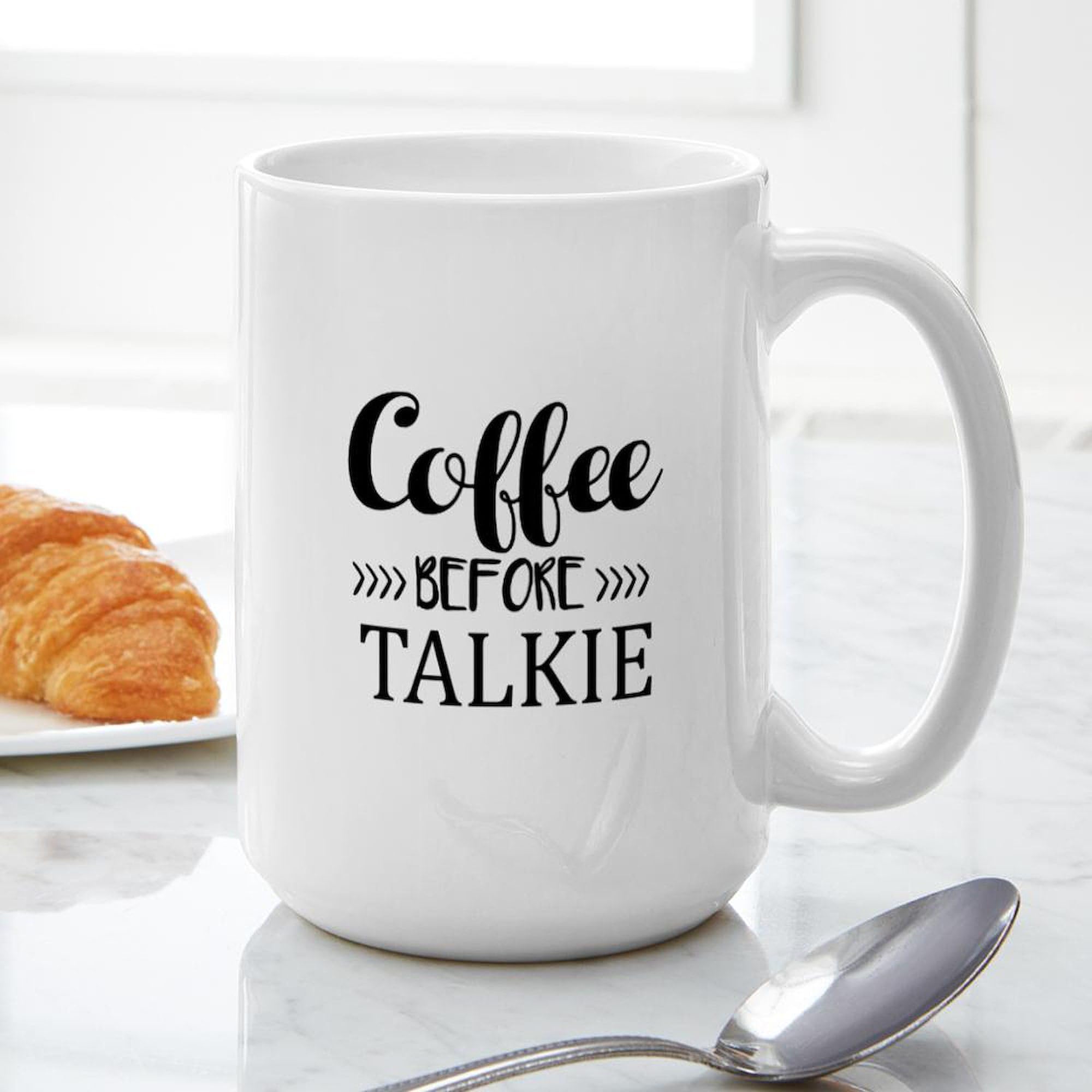 CafePress Coffee Before Talkie 15 oz (444 ml) Ceramic Coffee Mug - Funny Novelty Gift for Coffee Lovers, Office Humor, Coworker Gifts, and Morning Brew Enjoyment