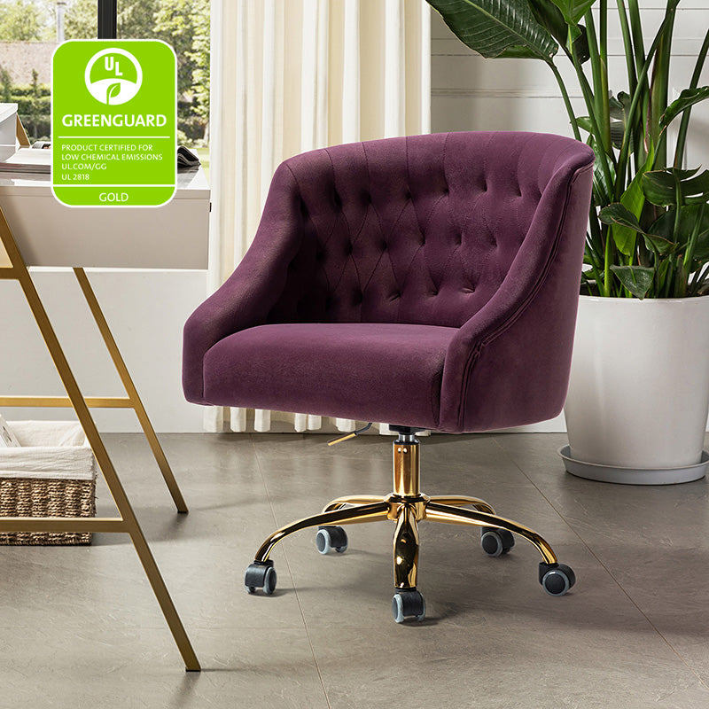 Penelope Velvet Tufted Office Chair - Ergonomic Executive Desk Chair with Lumbar Support - Perfect for Home Office, Gaming & Workspace Comfort