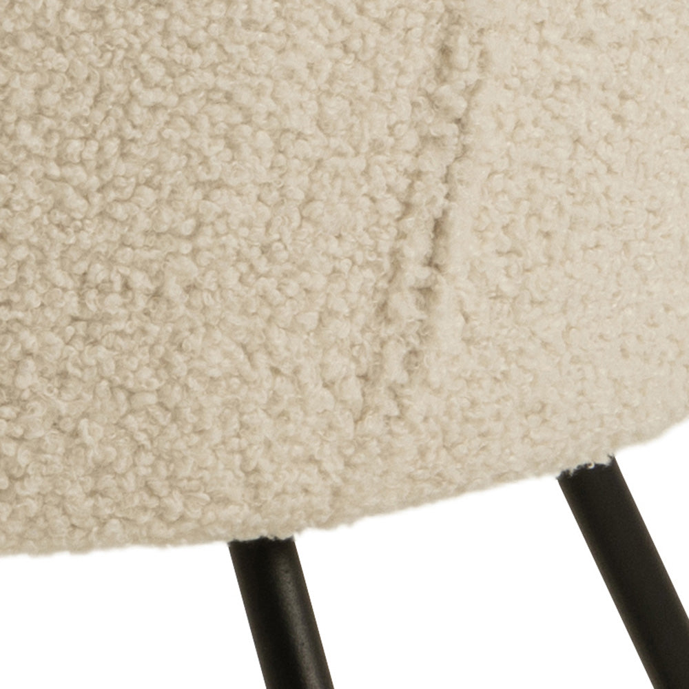 Boucle Lounge Arm Chair - Soft Cream Upholstered Accent Chair for Living Room, Bedroom & Office - Comfortable Modern Reading Chair with Sturdy Frame