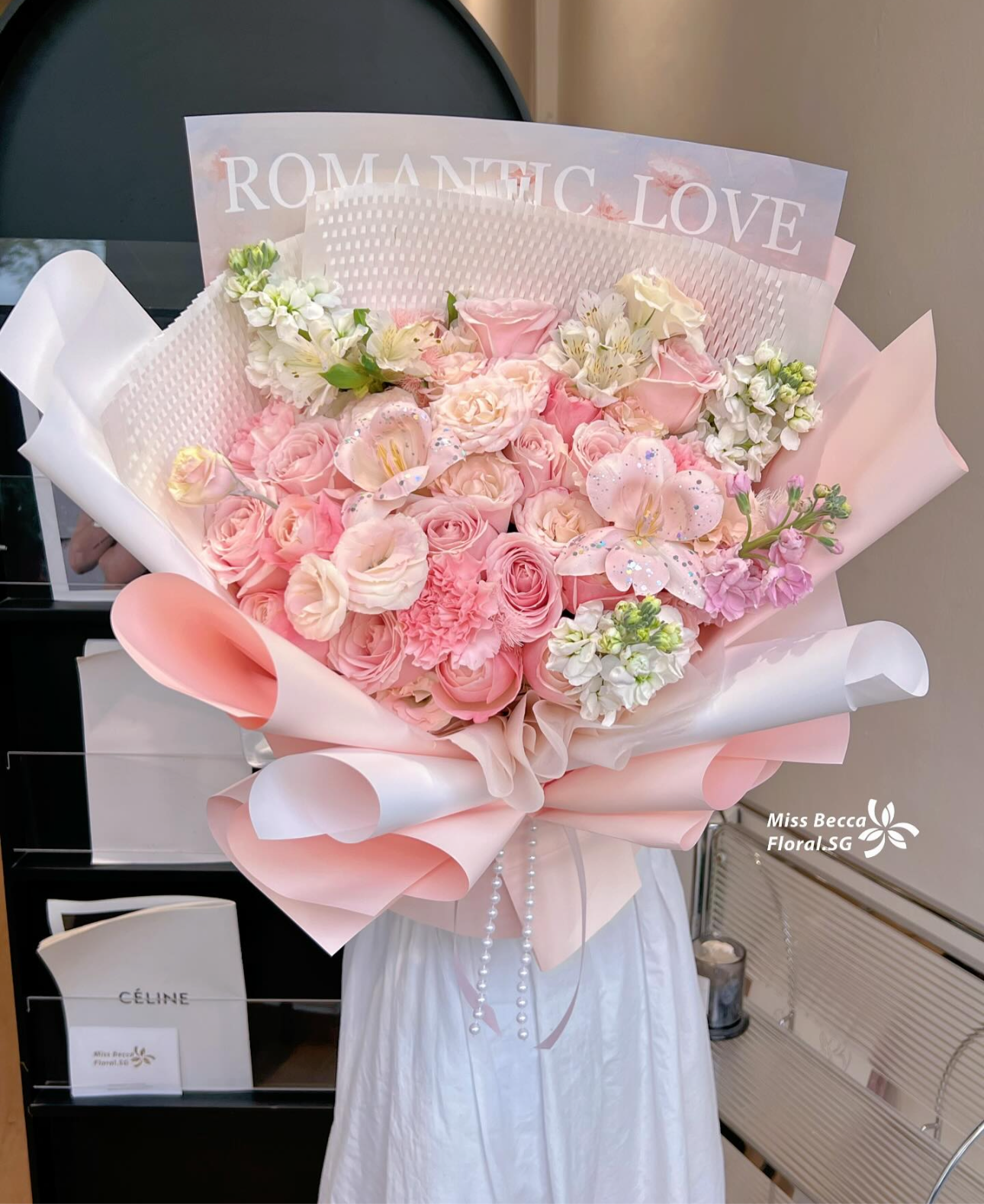 Korean Style Pink Rose Carnation with Tulip Bouquet - Fresh Flowers for Weddings, Home Decor & Gift Giving