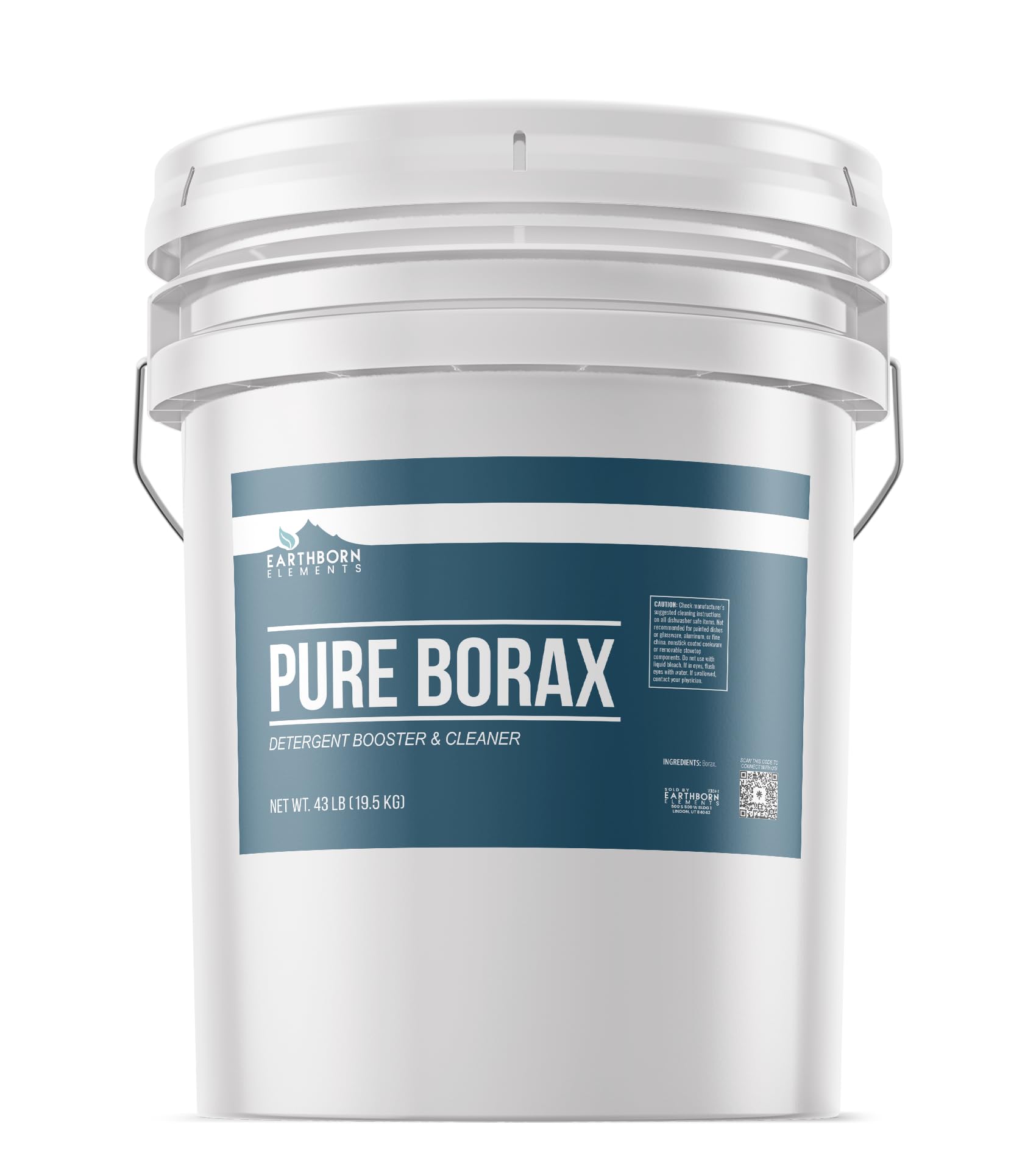 Earthborn Elements Borax Powder (5 Gallons) - Natural Multipurpose Cleaner & Laundry Detergent Booster | Resealable Bucket for Home Cleaning, DIY Slime, Pest Control & Pool Maintenance