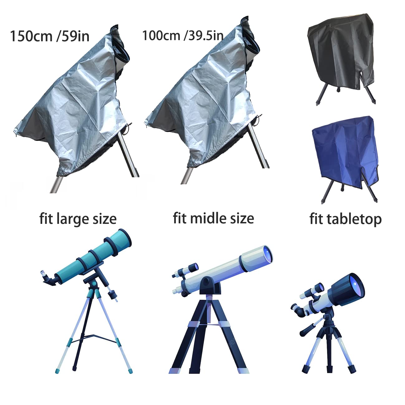 J&C Telescope Cover - Waterproof & Dustproof Protective Cover for Outdoor Telescopes & Cameras, Lightweight & Durable (Blue) - Perfect for Stargazing, Birdwatching & Photography Adventures