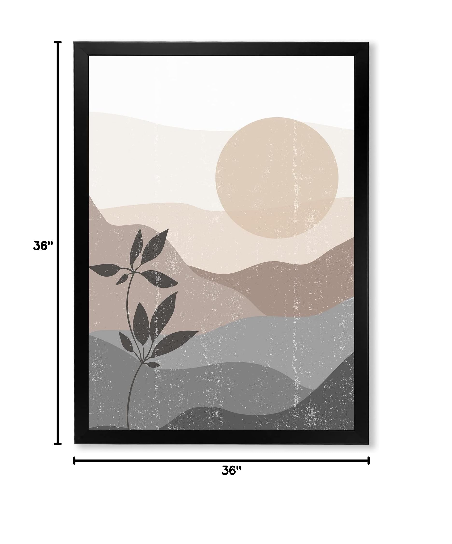 DesignQ Minimalist Mountain Sunset Landscape Framed Wall Art - Modern Home Decor for Living Room, Bedroom & Office