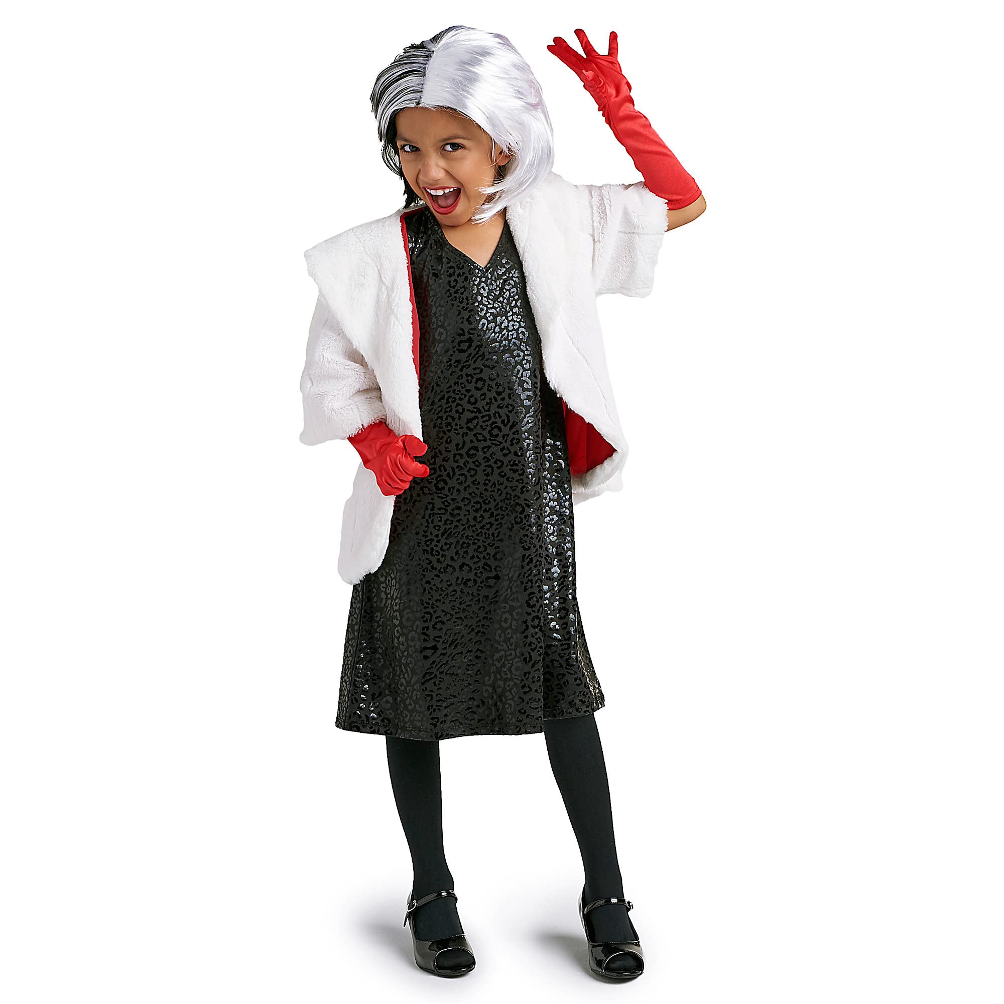 Disney Cruella De Vil Costume for Kids - 101 Dalmatians Halloween Dress Up, Cosplay & Birthday Party Outfit for Girls & Boys