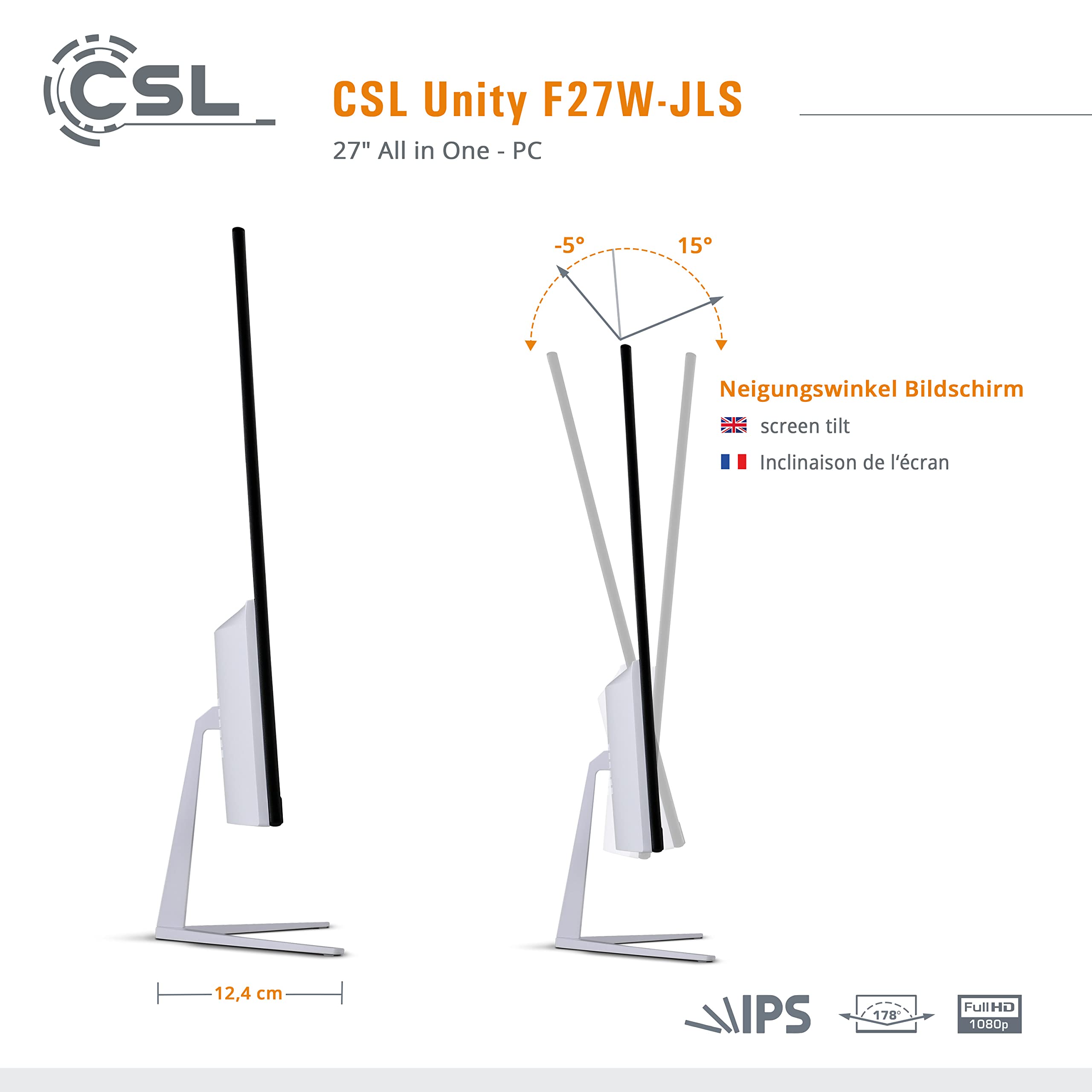 CSL Unity F27W-JLS 27-inch All-in-One PC - Intel Celeron N5100 Quad-Core, 32GB DDR4 RAM, 1TB SSD, Full HD 1080p Display, Windows 10 Home (White) - Perfect for Home Office, Business Workstations & Family Entertainment