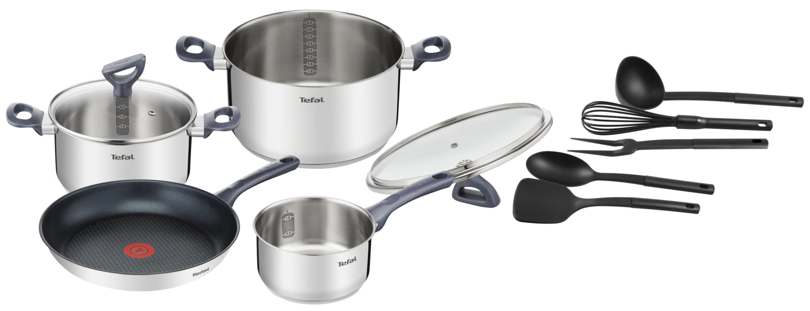 Tefal Daily Cook Induction Stainless Steel 4-Piece Cookware Set with Utensils - User Manual & FAQs Included | Perfect for Induction Stovetops, Everyday Cooking & Family Meals