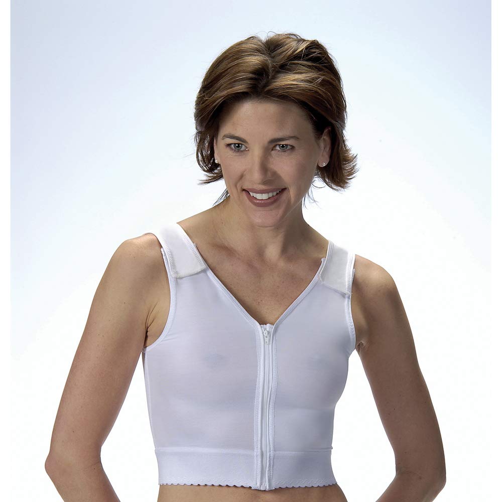 111906 White Surgical Vest Without Cups - Size 1 for Women | Comfortable Post-Surgery Garment for Mastectomy, Lumpectomy & Breast Reconstruction Recovery
