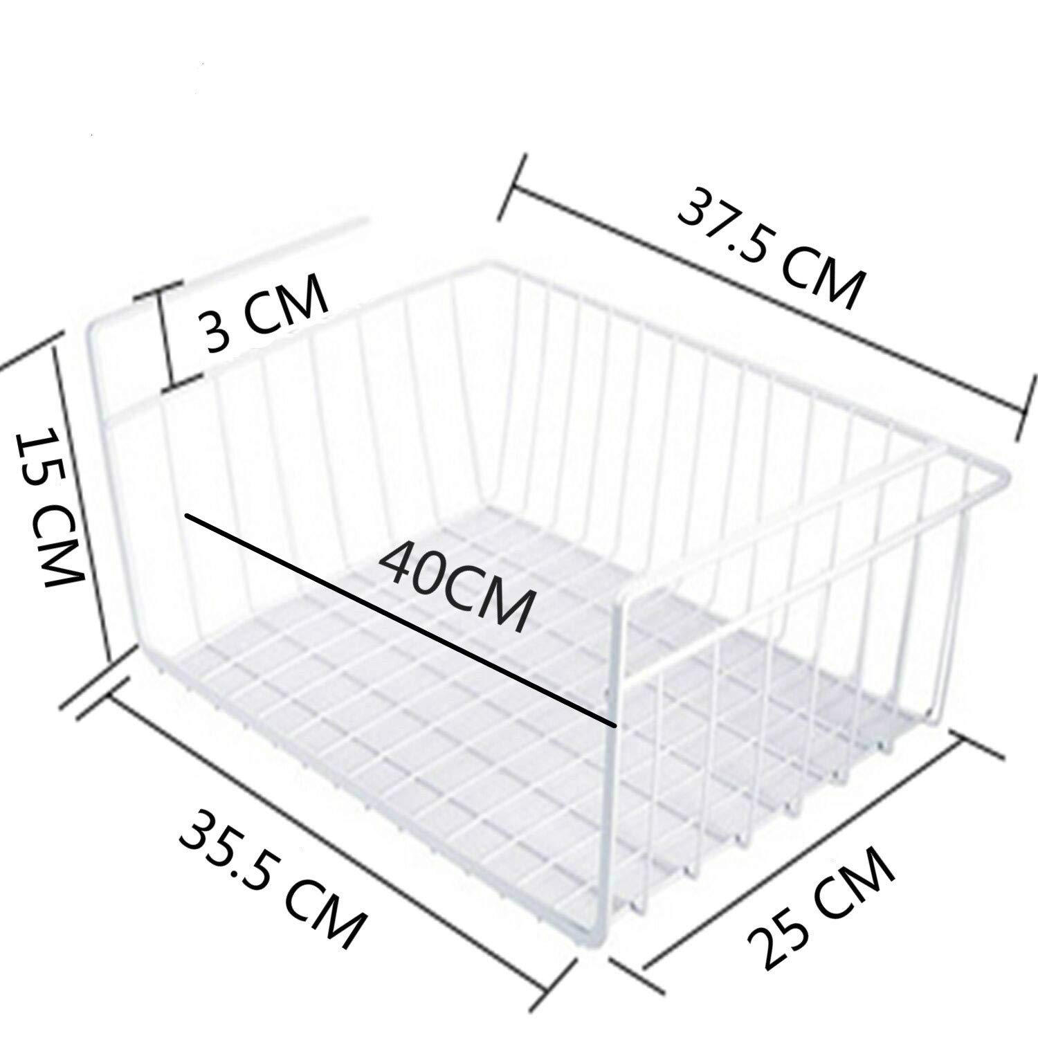 2 Pack Under Shelf Hanging Baskets - Space Saving Storage Organizer for Kitchen, Pantry, Office, Bookshelf, Closet & Bathroom - Perfect for Spices, Books, Toiletries & Small Items