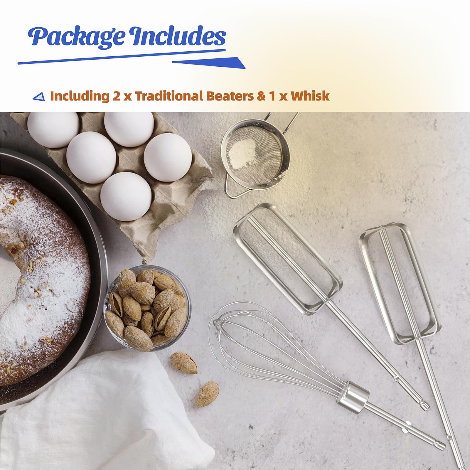 Hamilton Beach Hand Mixer Beater Attachments - Compatible with Models 62682RZ, 62692, 64699 & 62695V | Replacement Mixer Parts for Baking, Whipping & Mixing | Perfect for Cakes, Cookies & Desserts