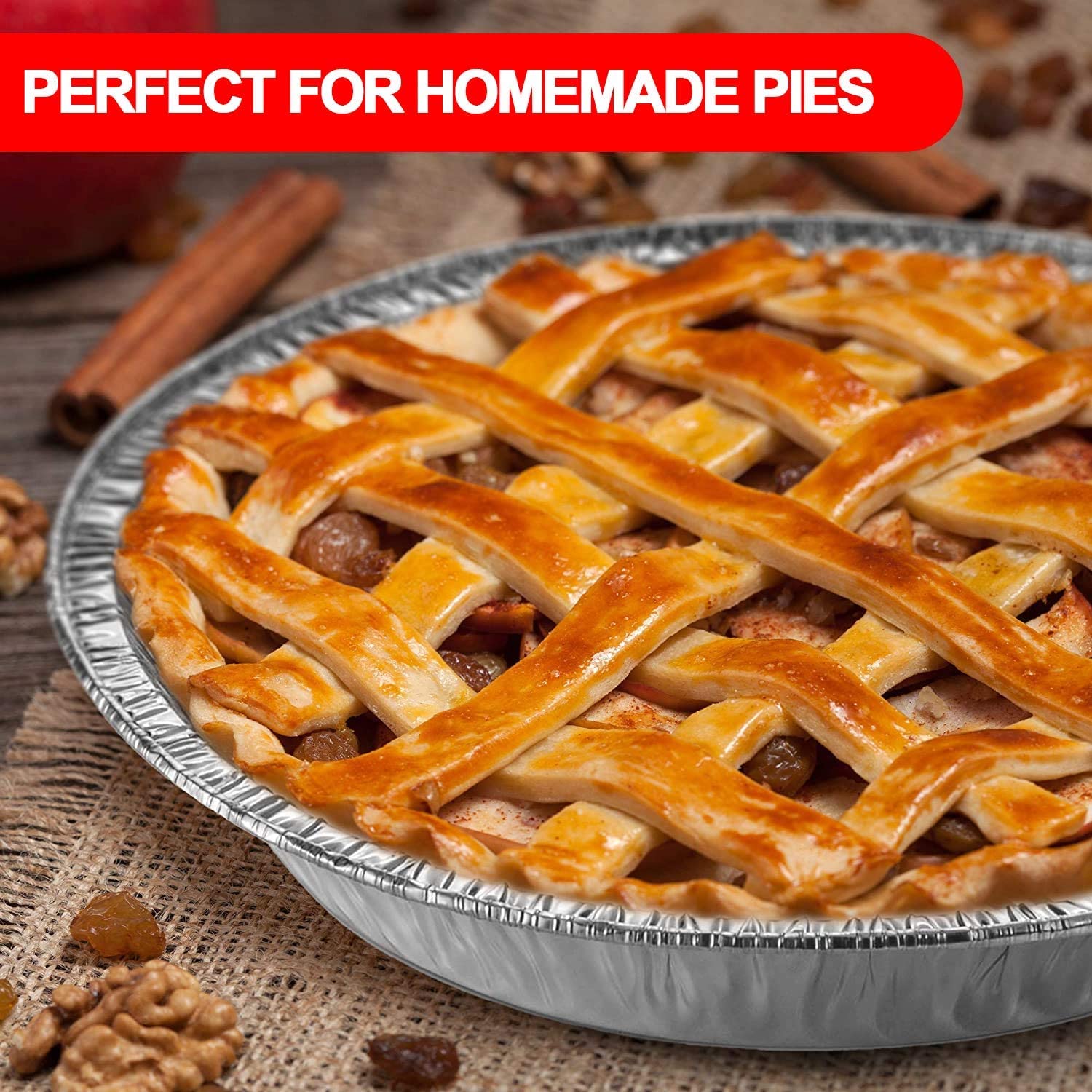 9-Inch Disposable Aluminum Pie Pans - 25 Pack, Oven & Freezer Safe for Baking Pies, Quiches, Tarts - Perfect for Holidays, Parties & Meal Prep