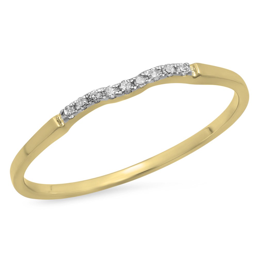 0.05 Cttw 14K Solid Gold Round White Diamond Anniversary Ring - Wedding Guard Band for Women - Perfect for Engagement, Promise Rings & Special Occasions
