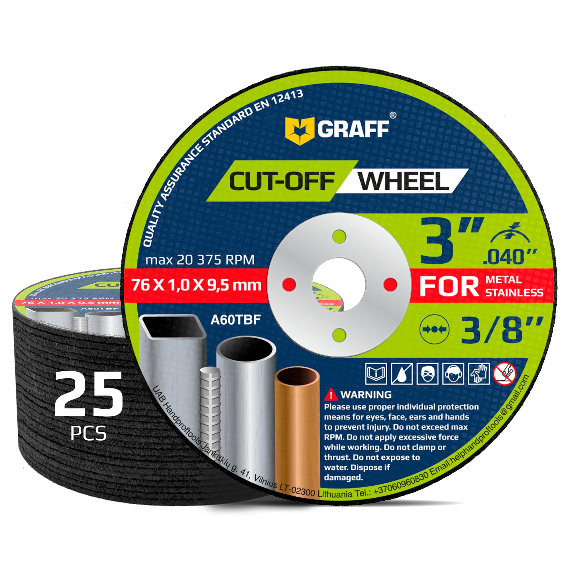 3 Inch Cut Off Wheels for Metal & Stainless Steel - 25 Pack Professional Thin Cutting Discs 3