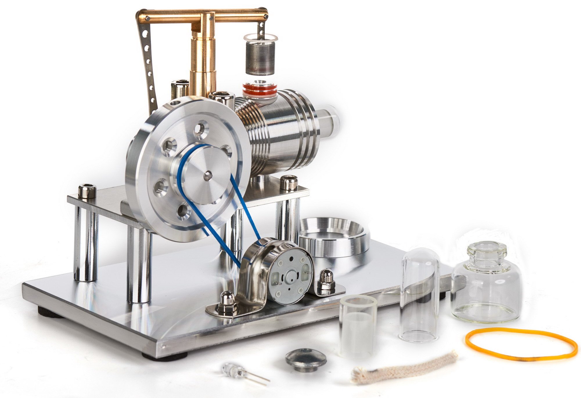 Sunnytech Hot Air Stirling Engine Motor Model - Educational STEM Toy with Electricity Generator & Colorful LED for Science Experiments, Physics Learning & DIY Projects (SC02M) - Perfect for Classroom, Home Lab & Gift Ideas